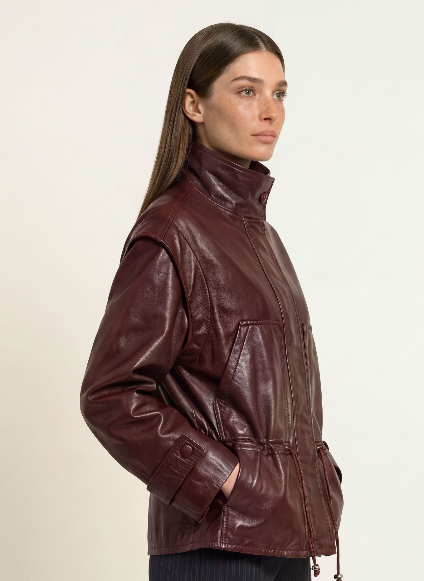CLAUDIE PIERLOT Lederjacke: DUNKELROT
