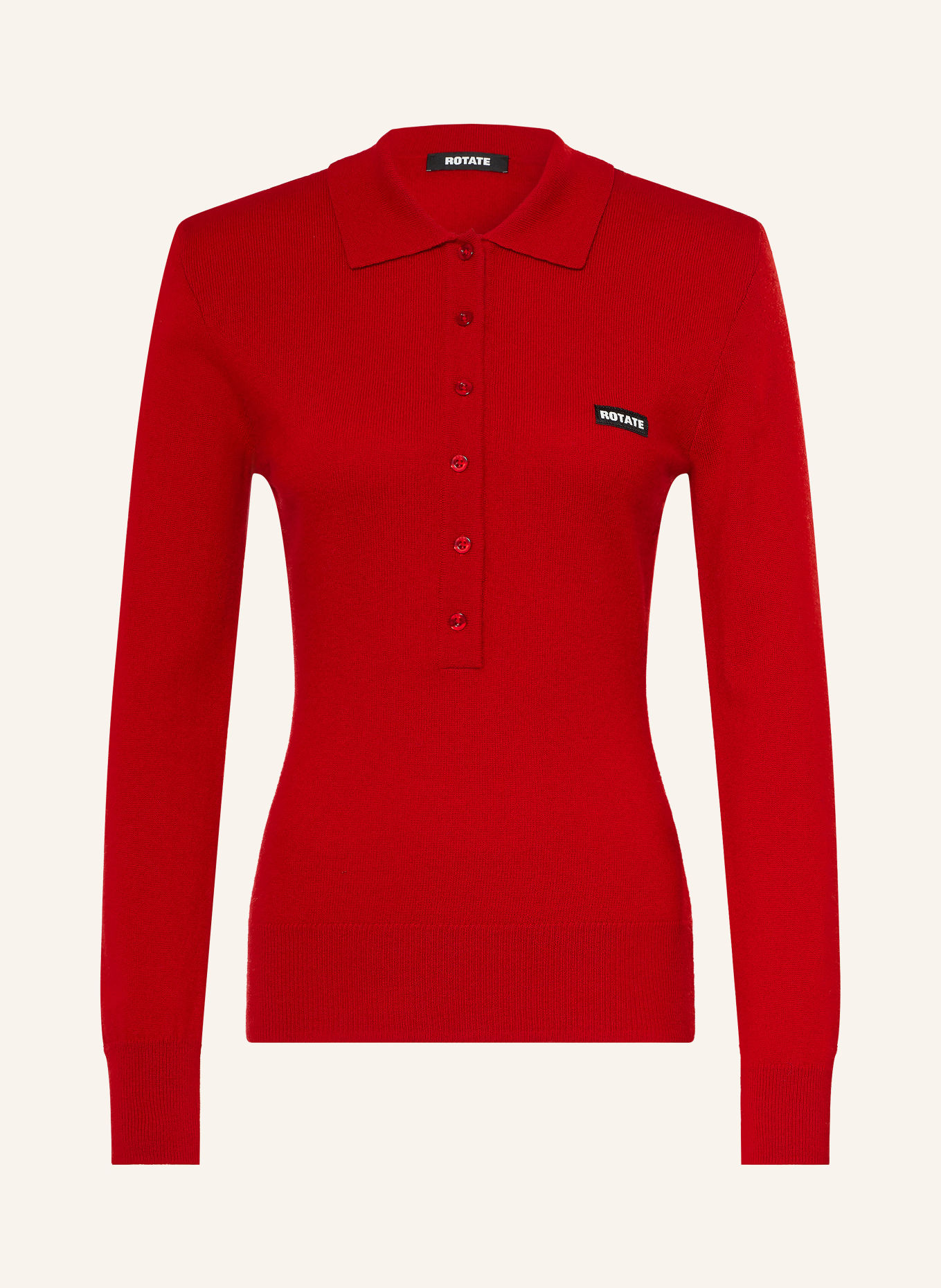 ROTATE Strick-Poloshirt: ROT