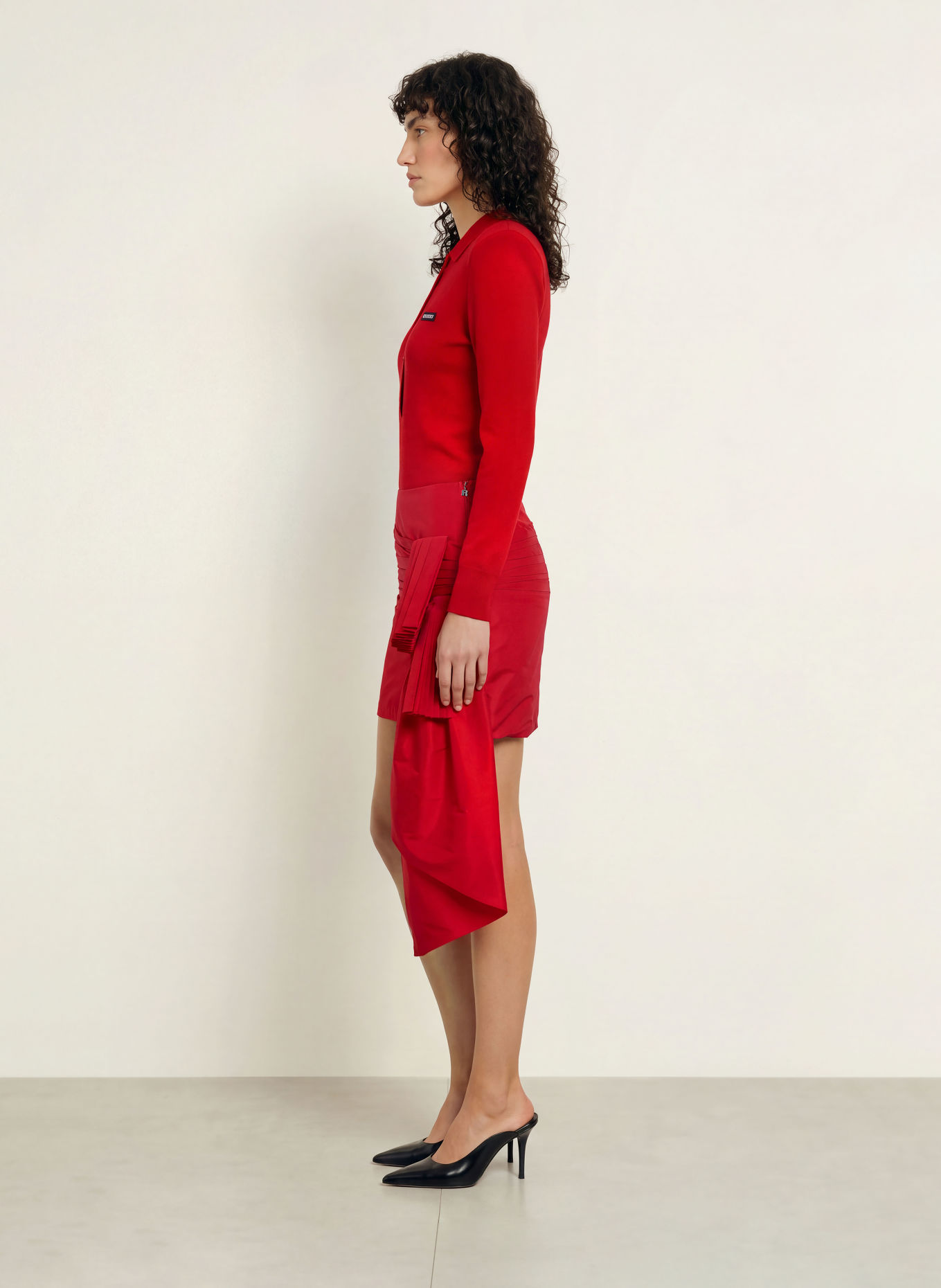 ROTATE Strick-Poloshirt: ROT