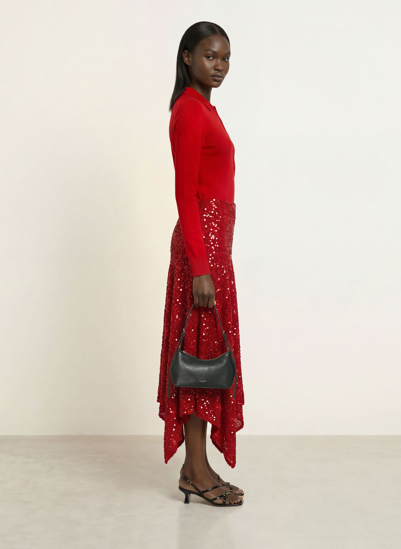 ROTATE Sequin skirt: RED