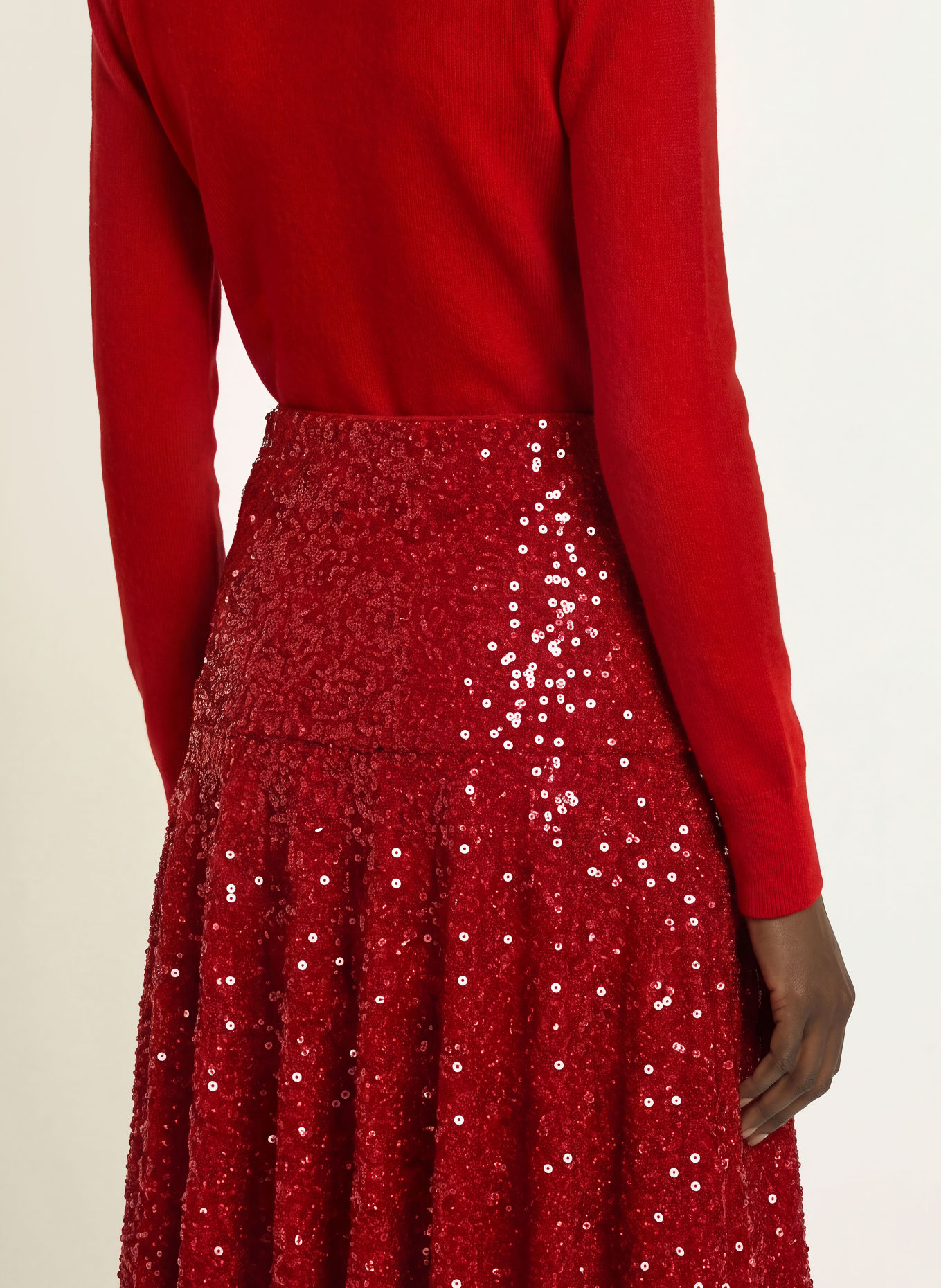ROTATE Sequin skirt: RED