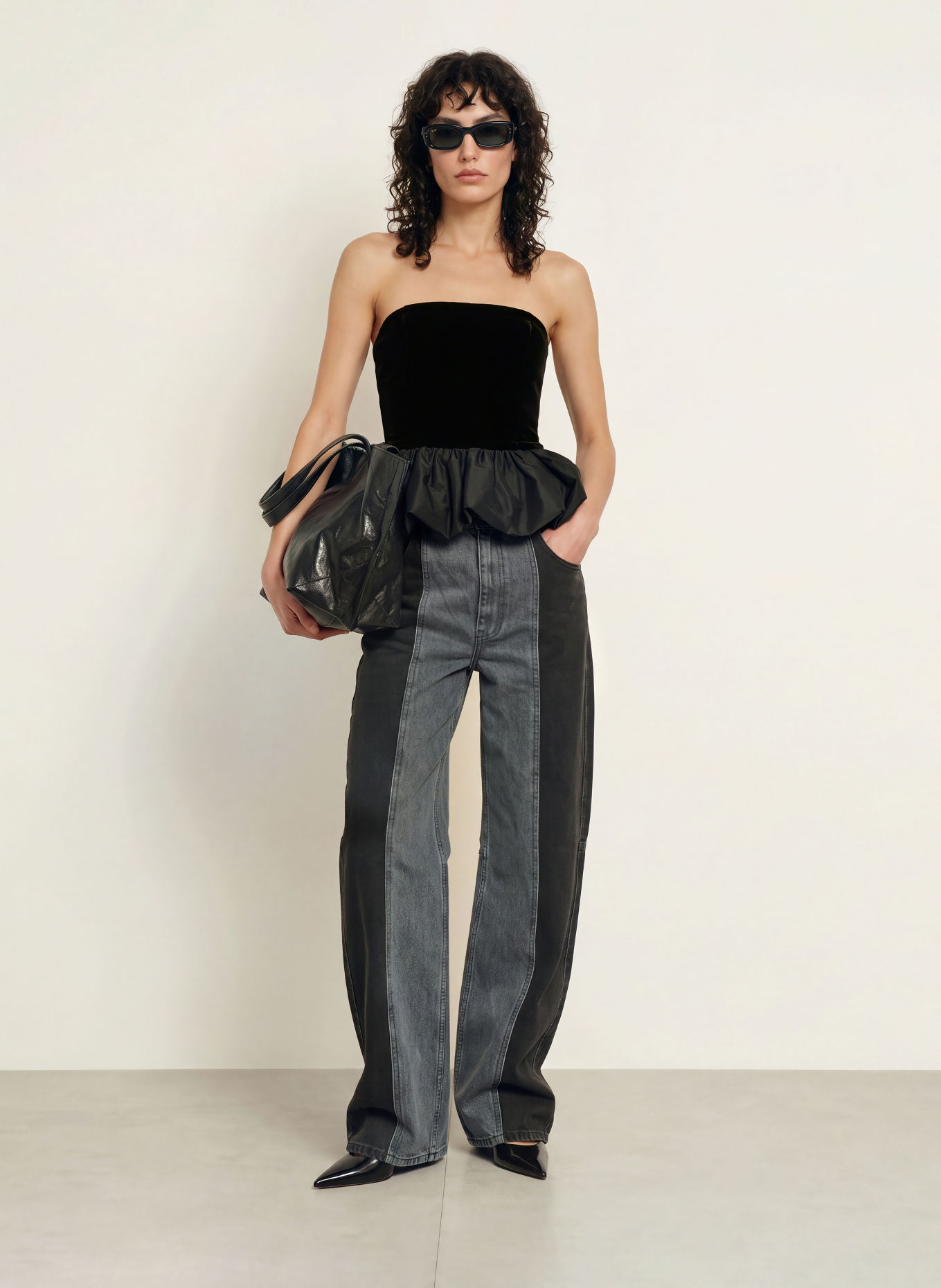 ROTATE Barrel-leg jeans COCOON: 2998 Dark Grey Denim