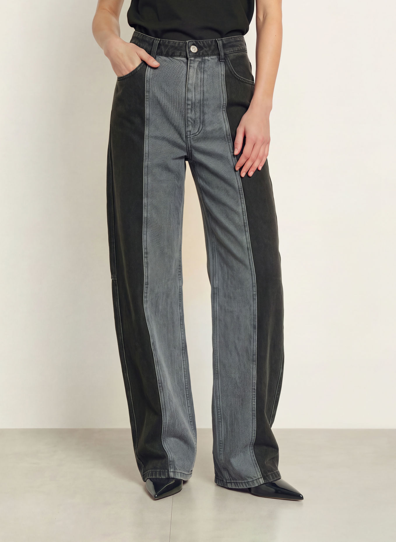 ROTATE Barrel-leg jeans COCOON: 2998 Dark Grey Denim