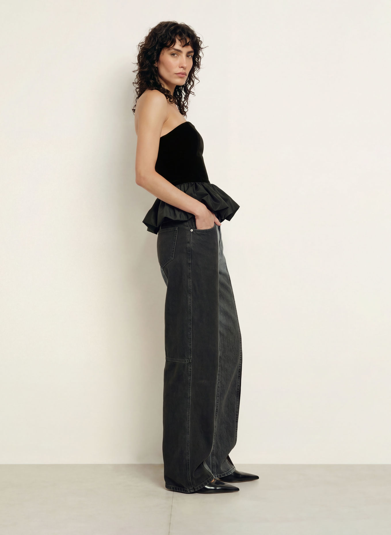 ROTATE Barrel-leg jeans COCOON: 2998 Dark Grey Denim