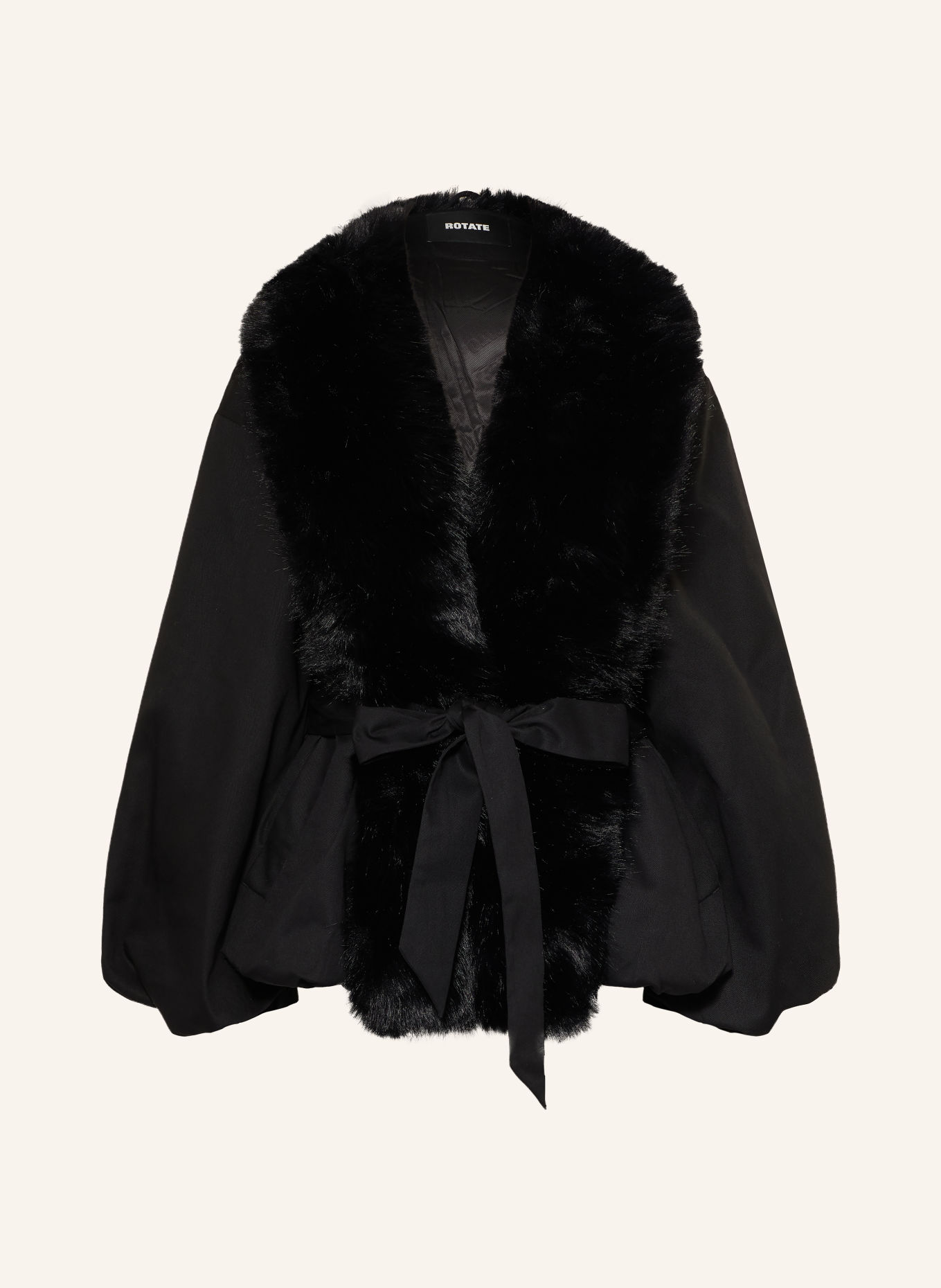 ROTATE Jacket with faux fur: BLACK