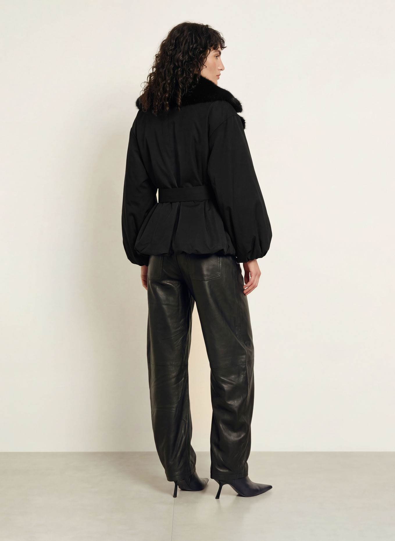 ROTATE Jacket with faux fur: BLACK