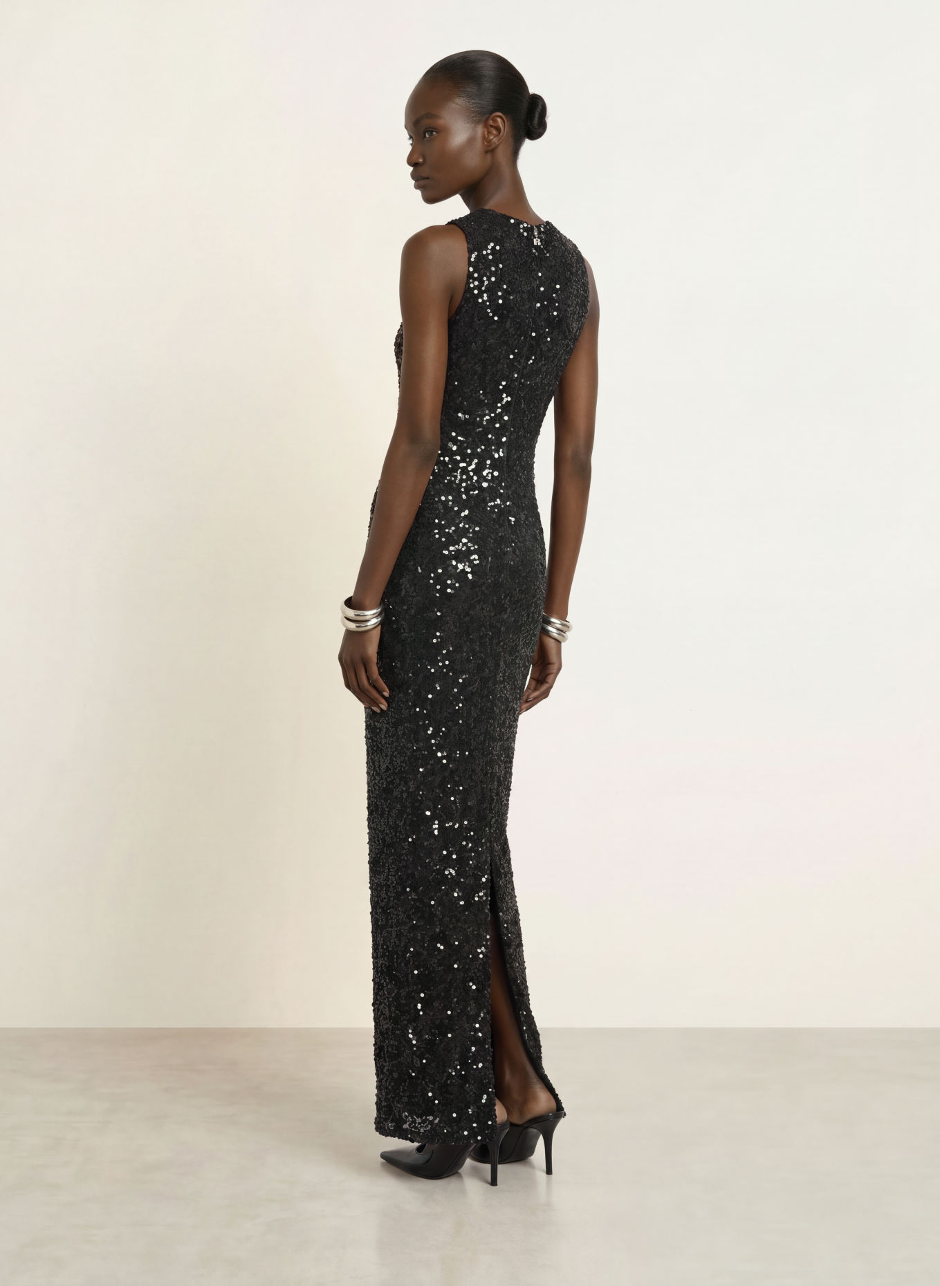 ROTATE Sequin evening dress: BLACK