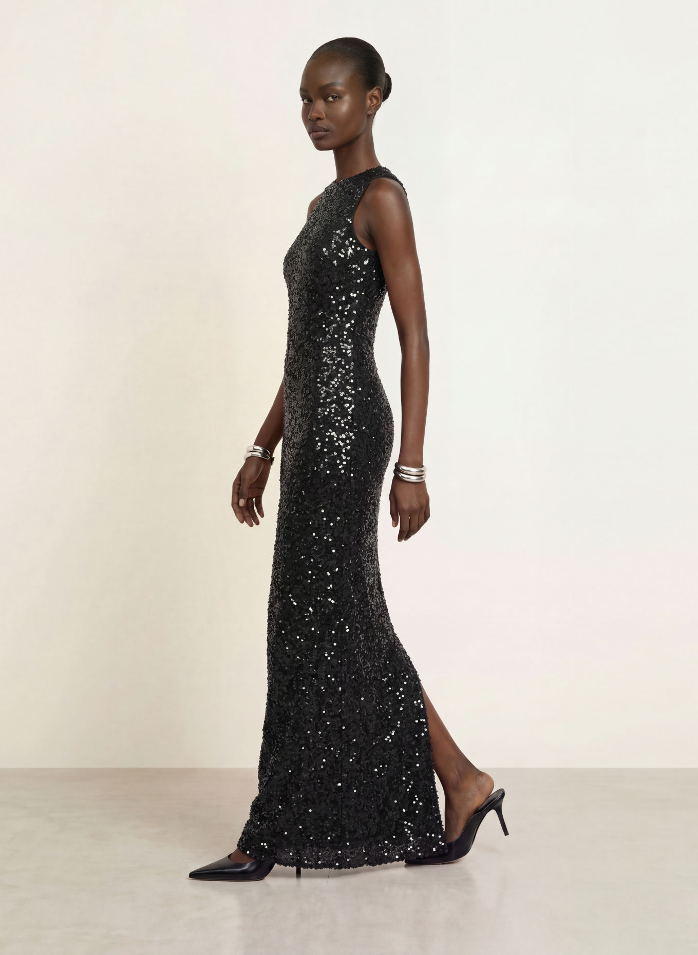 ROTATE Sequin evening dress: BLACK