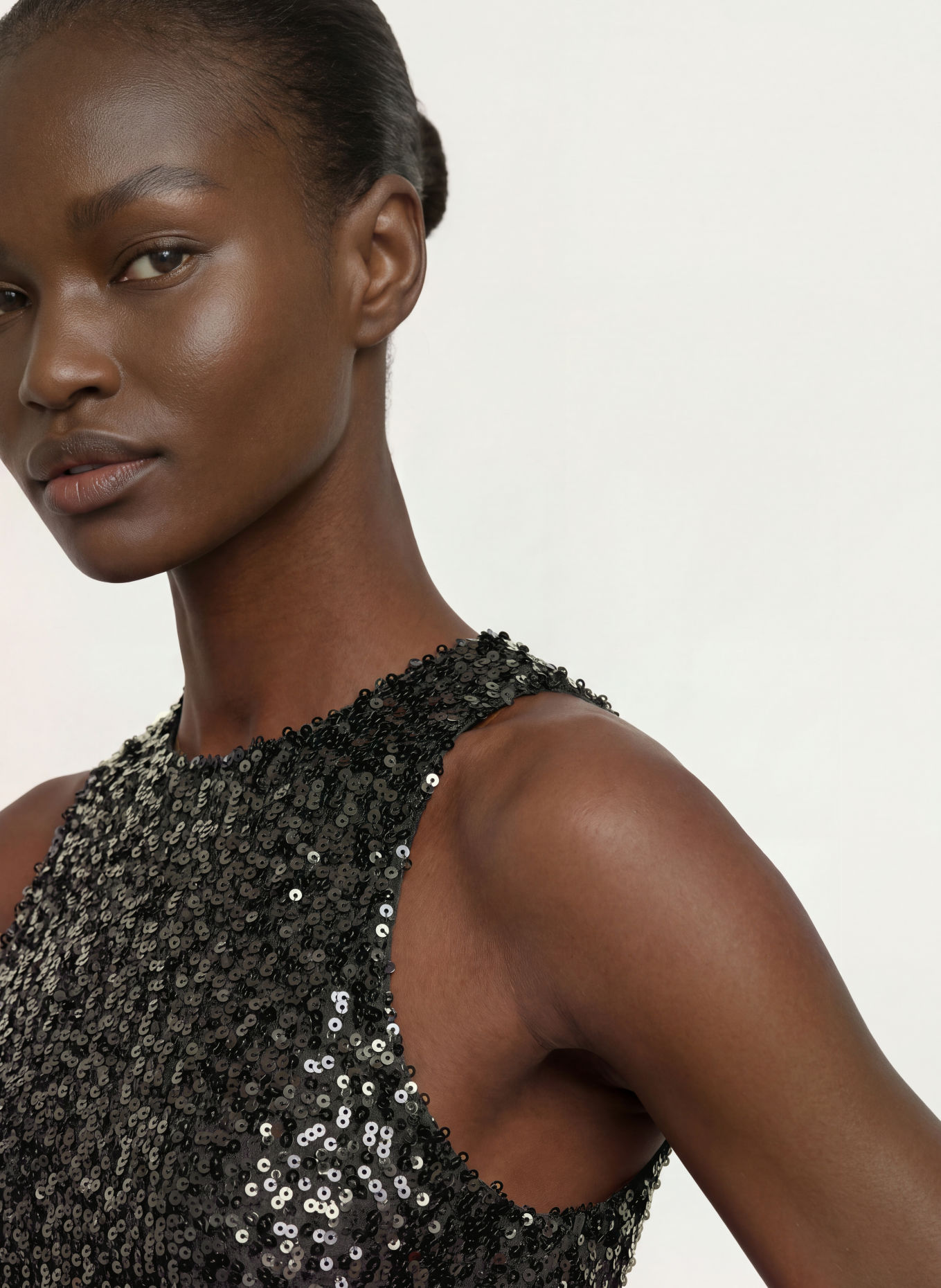 ROTATE Sequin evening dress: BLACK