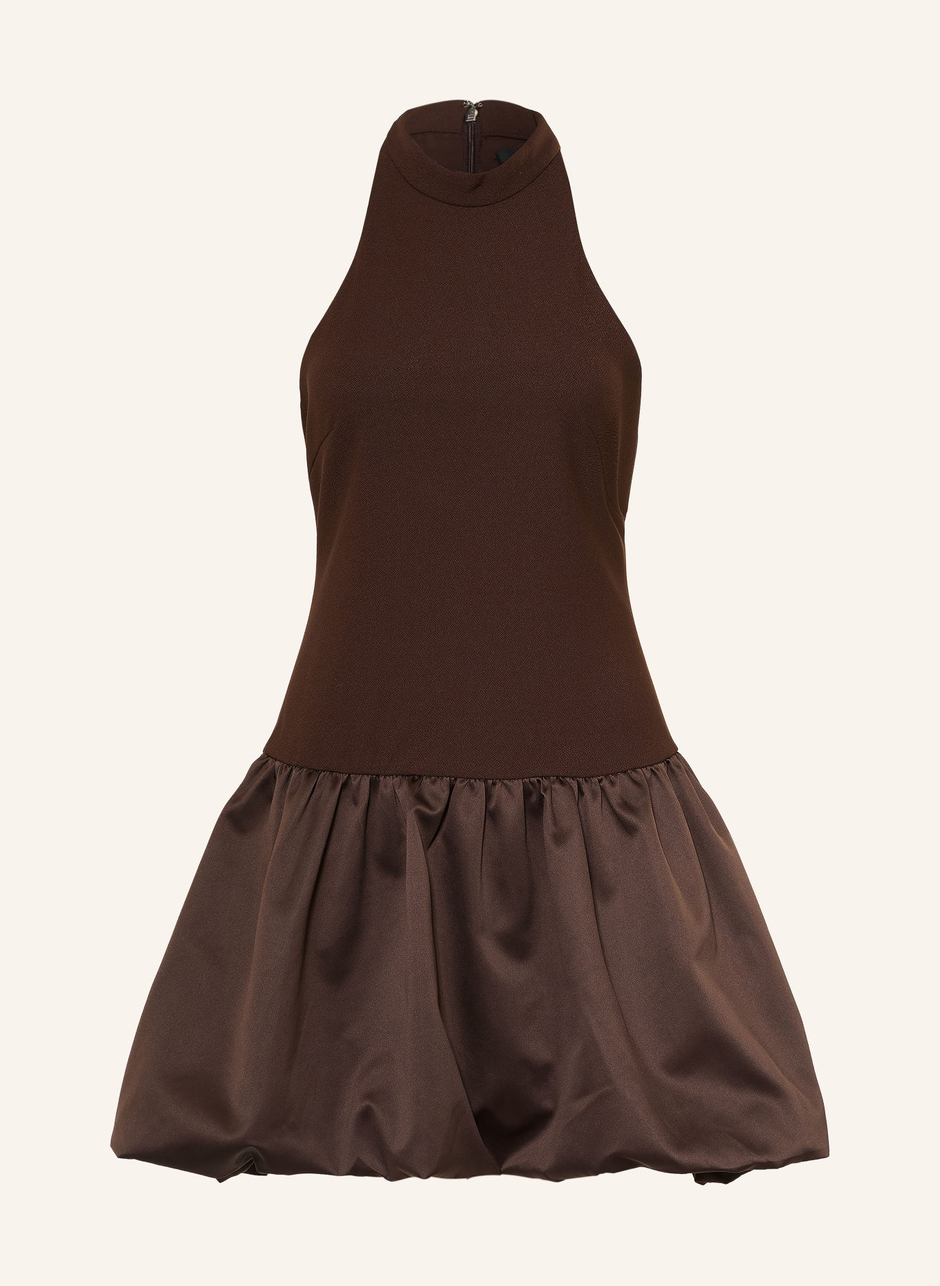 ROTATE Cocktail dress in a mix of fabrics: DARK BROWN