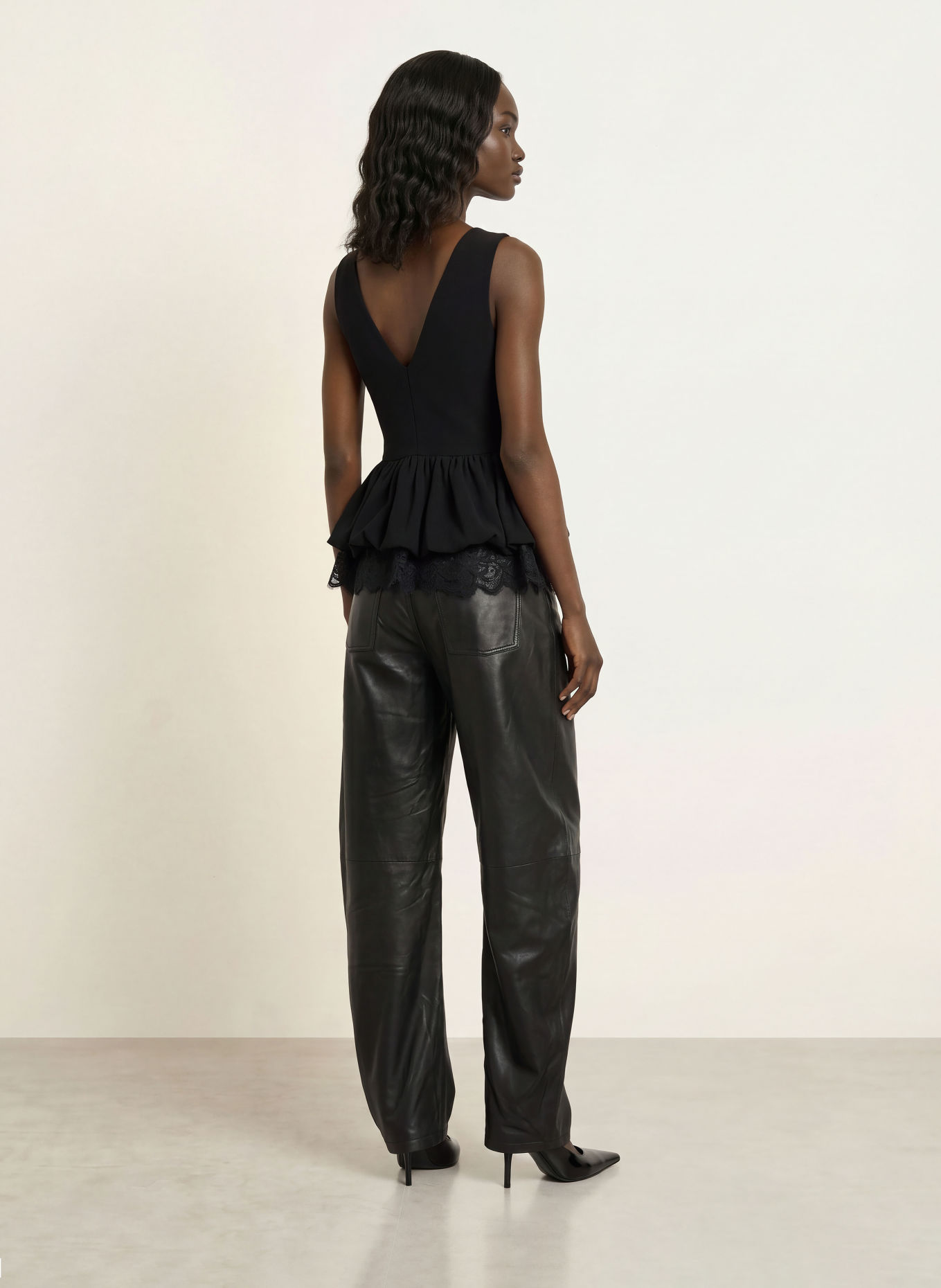 ROTATE Top with lace: BLACK