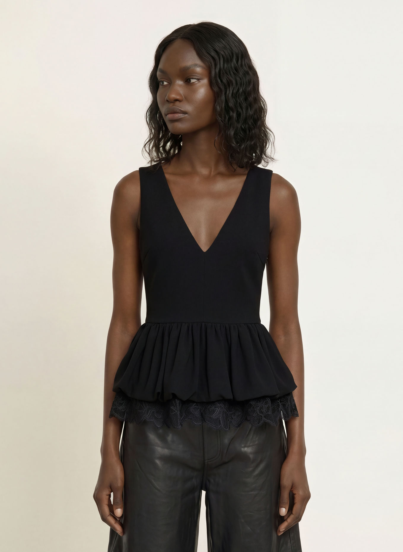 ROTATE Top with lace: BLACK
