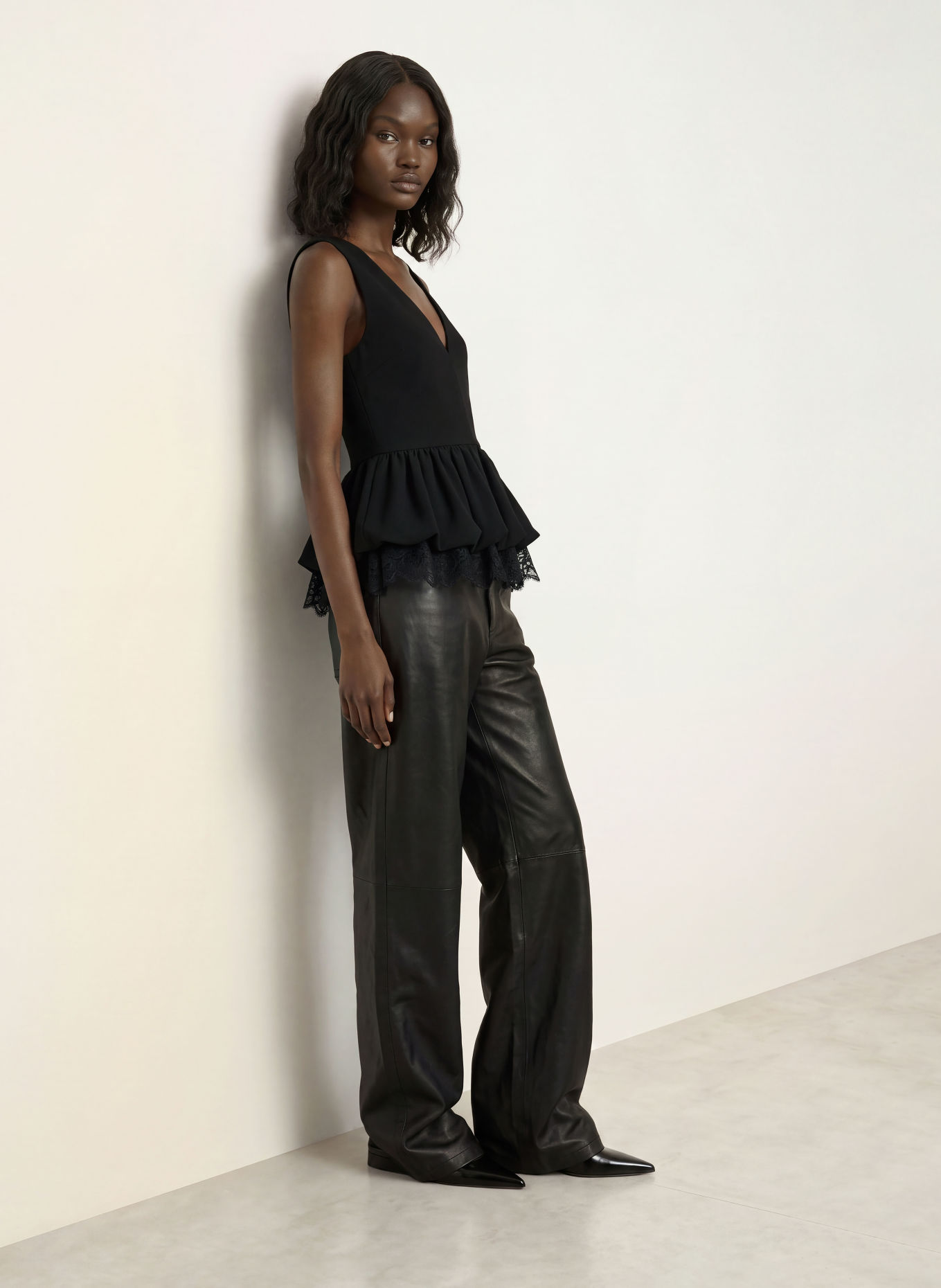 ROTATE Top with lace: BLACK