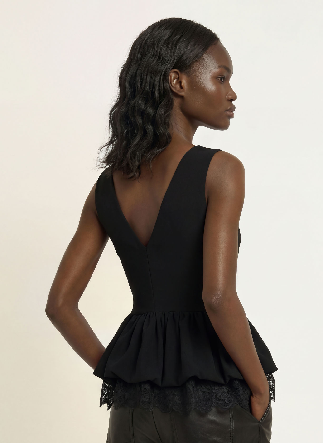 ROTATE Top with lace: BLACK