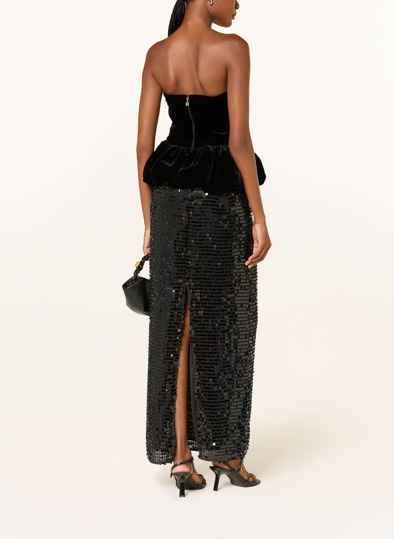 ROTATE Abendkleid mit Pailletten: SCHWARZ