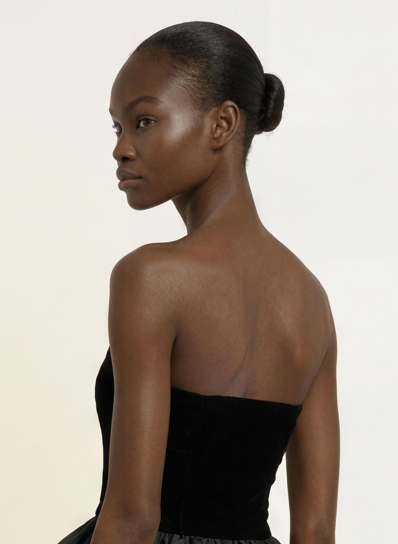 ROTATE Off-the-shoulder top in a mix of fabrics: BLACK