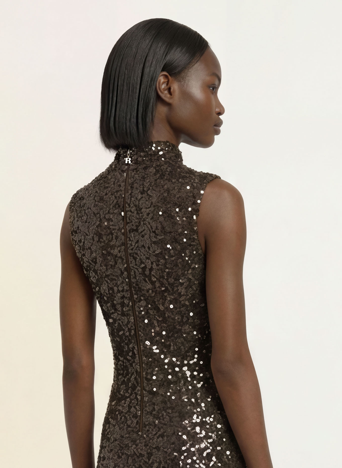 ROTATE Abendkleid mit Pailletten: DUNKELBRAUN