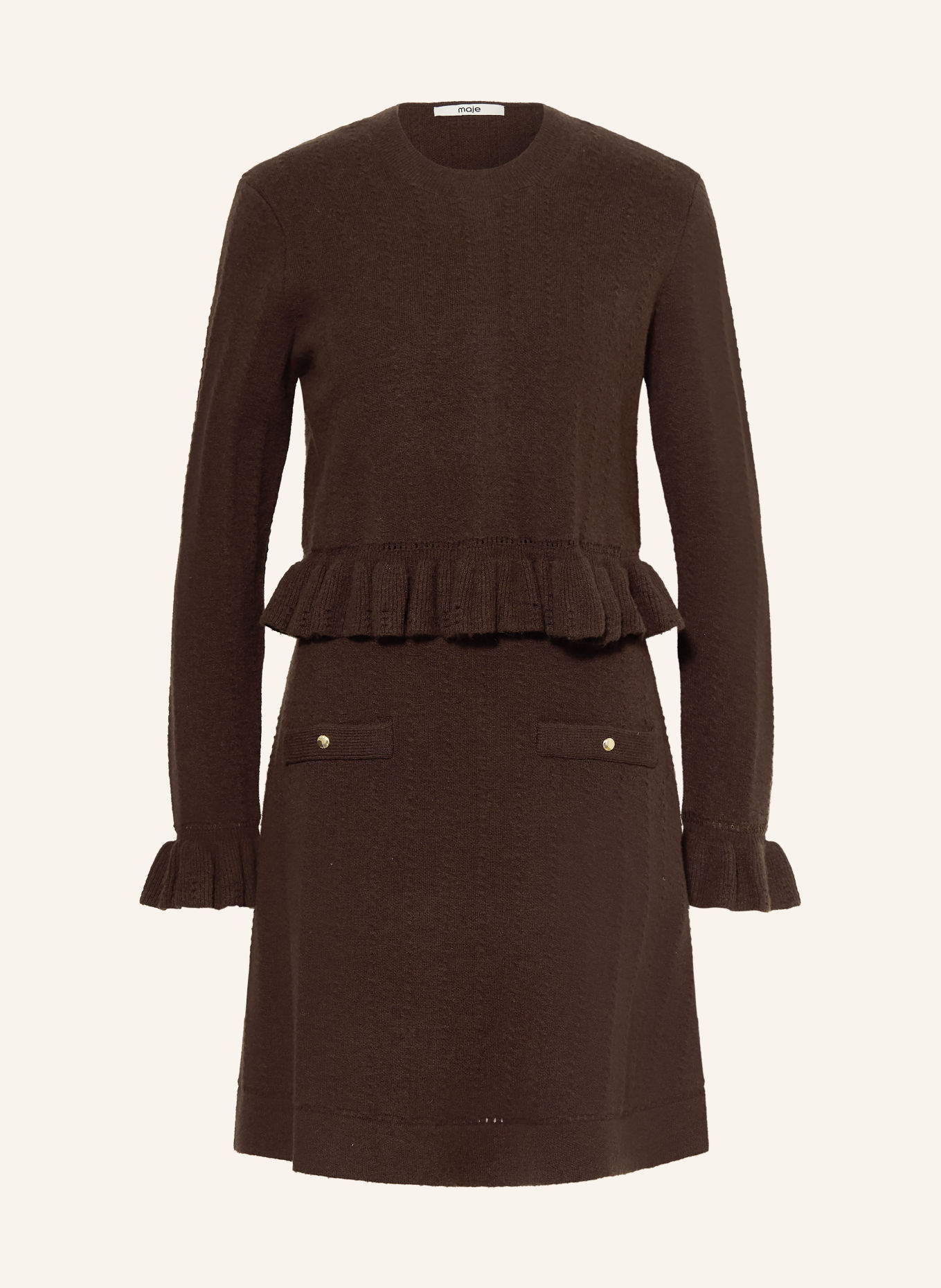 maje Set: Strickkleid und Pullover: DUNKELBRAUN