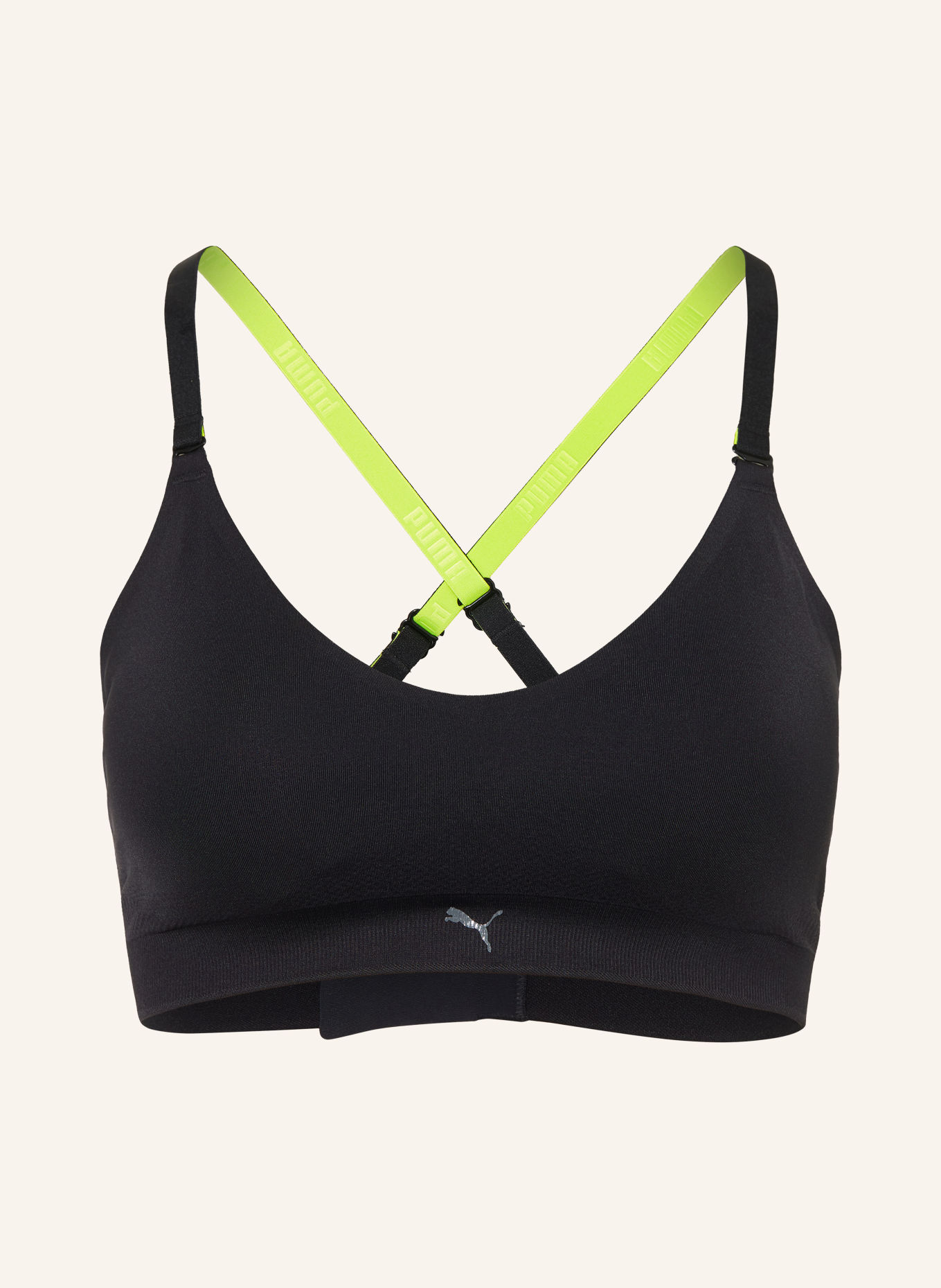 PUMA Soutien-gorge de sport 3D KNIT: NOIR / JAUNE FLUO