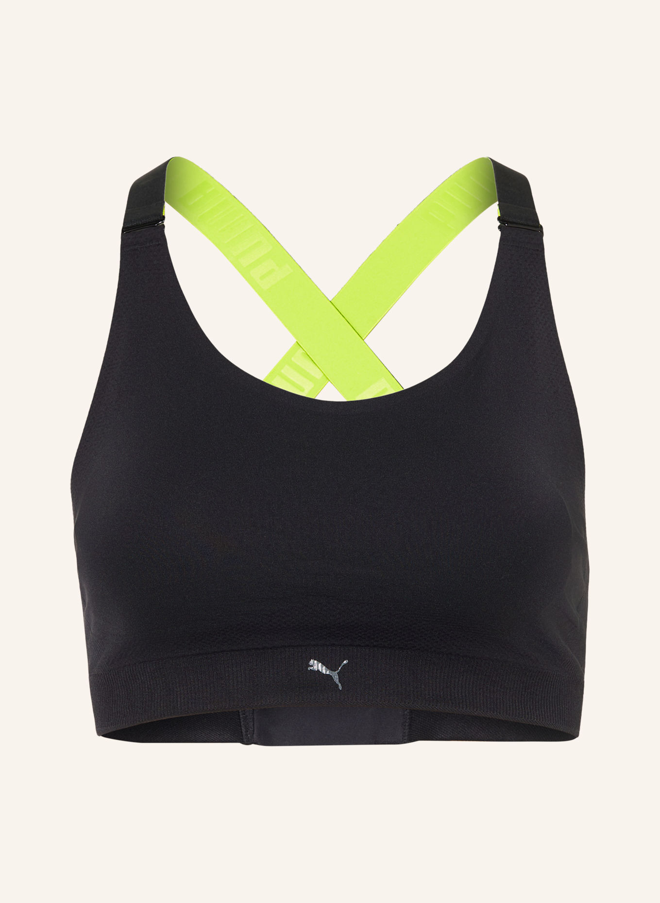 PUMA Soutien-gorge de sport 3D KNIT: NOIR / JAUNE FLUO