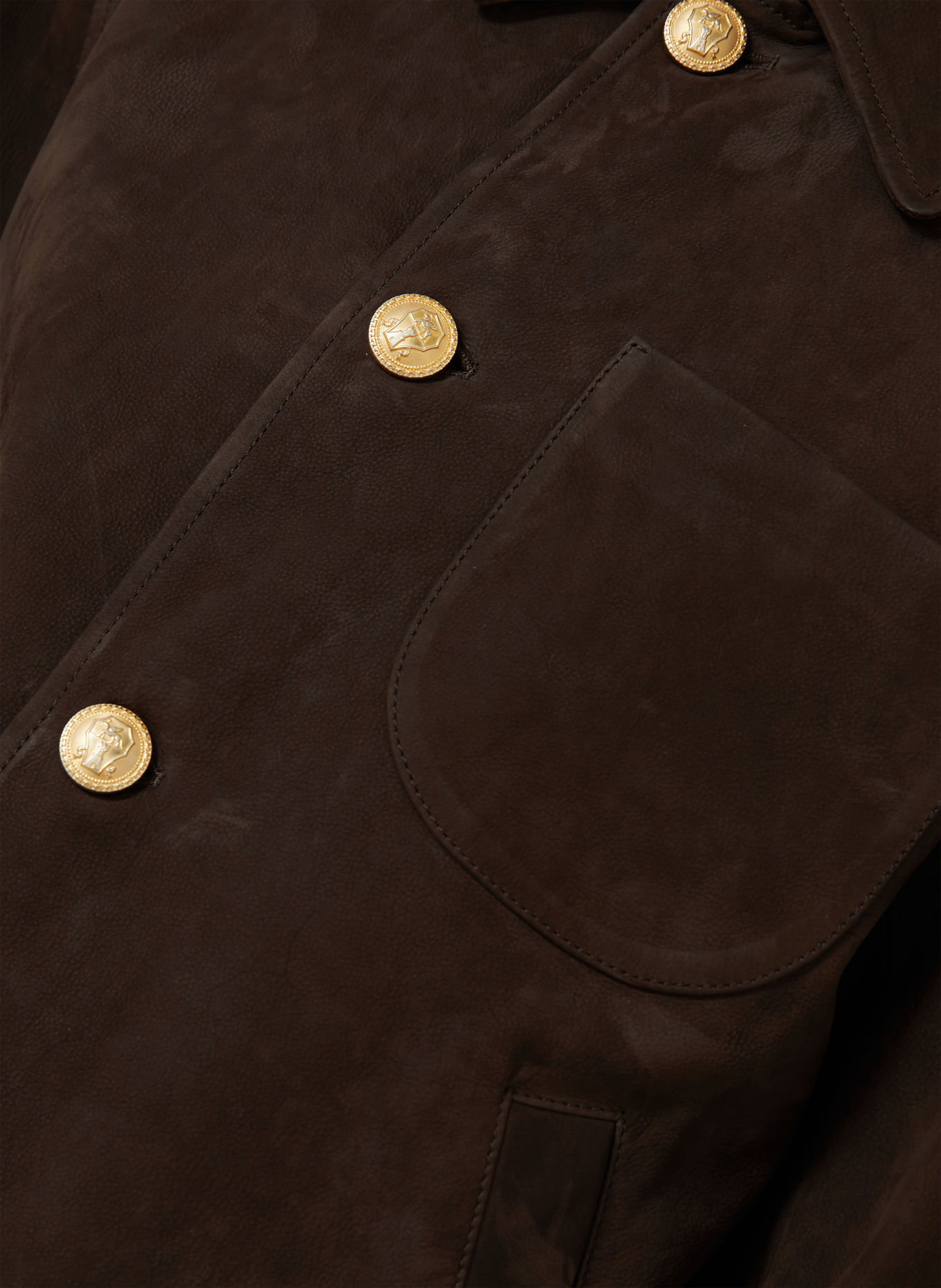 BRUNELLO CUCINELLI Leather jacket: DARK BROWN / DARK GRAY
