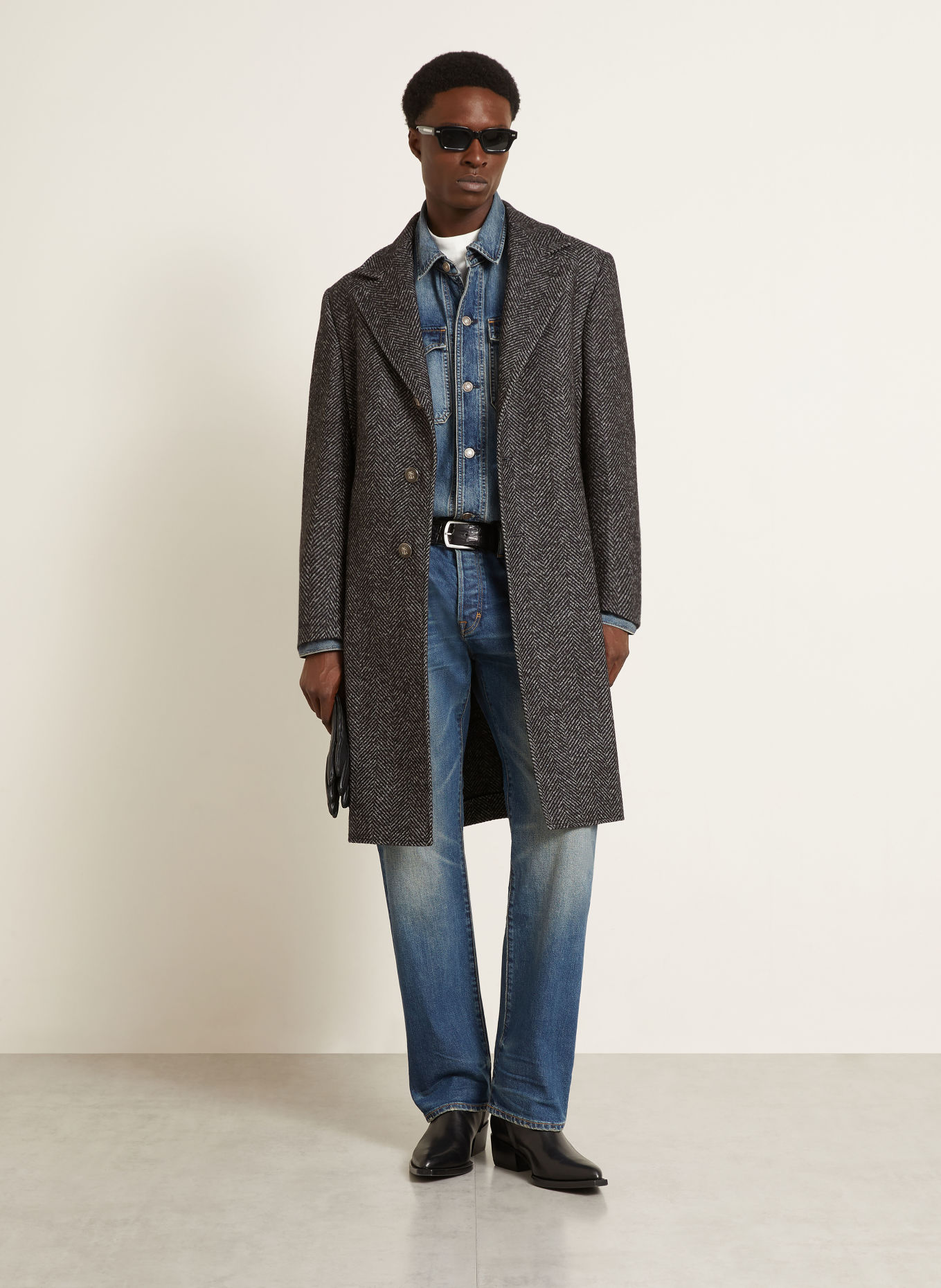 BRUNELLO CUCINELLI Coat with Alpaca: DARK GRAY / LIGHT GRAY