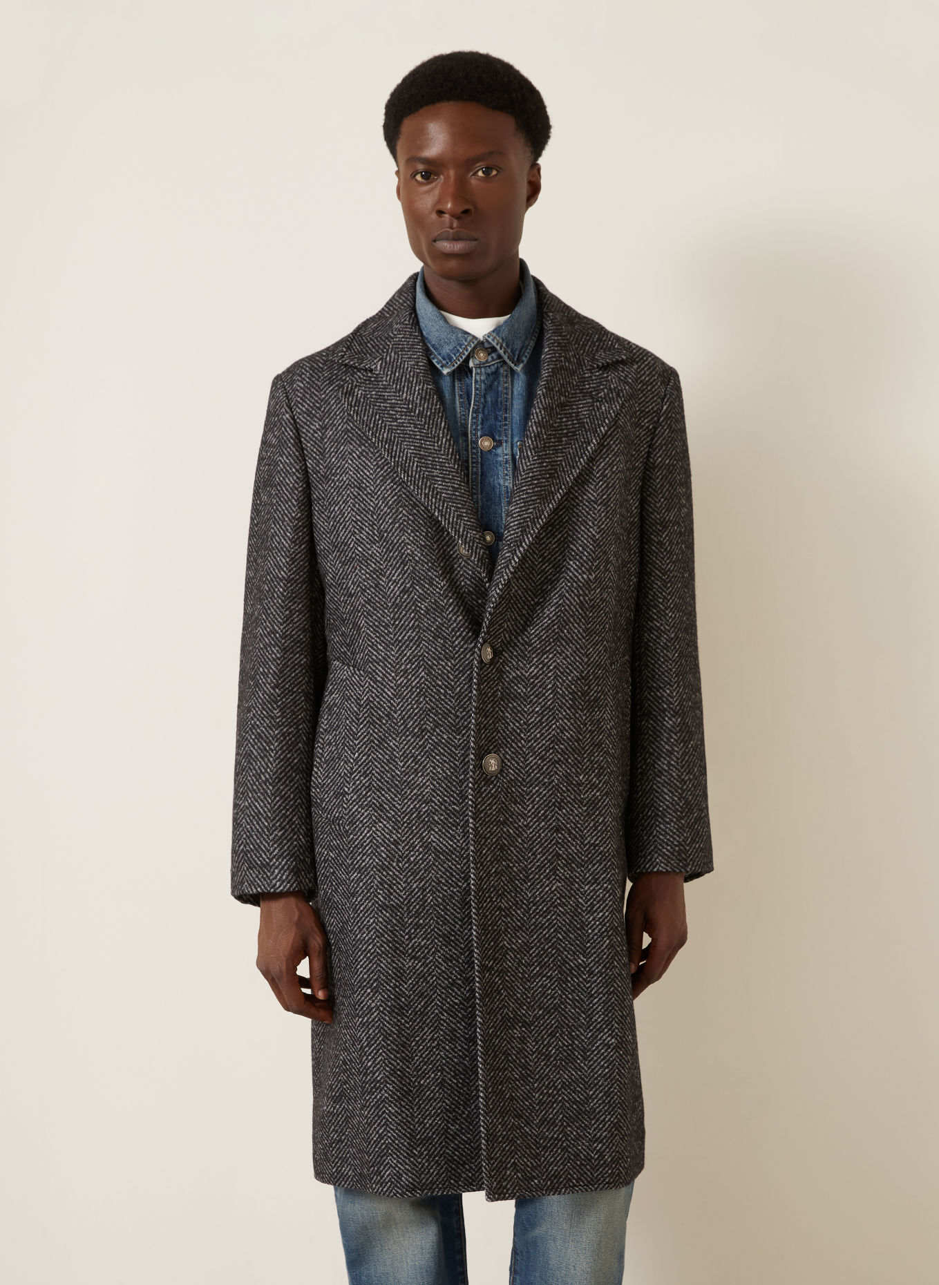 BRUNELLO CUCINELLI Coat with Alpaca: DARK GRAY / LIGHT GRAY