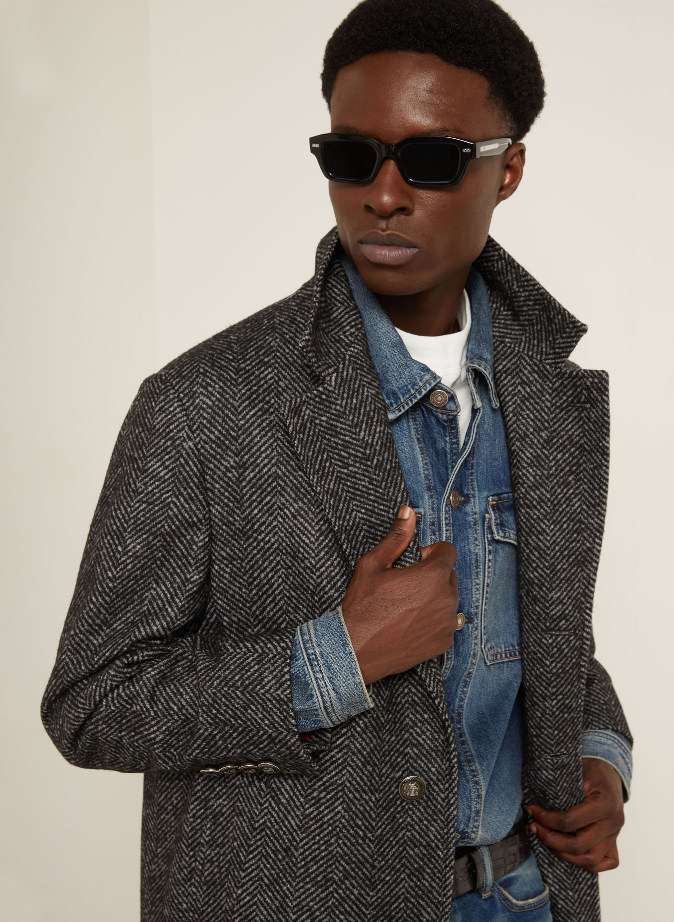 BRUNELLO CUCINELLI Coat with Alpaca: DARK GRAY / LIGHT GRAY