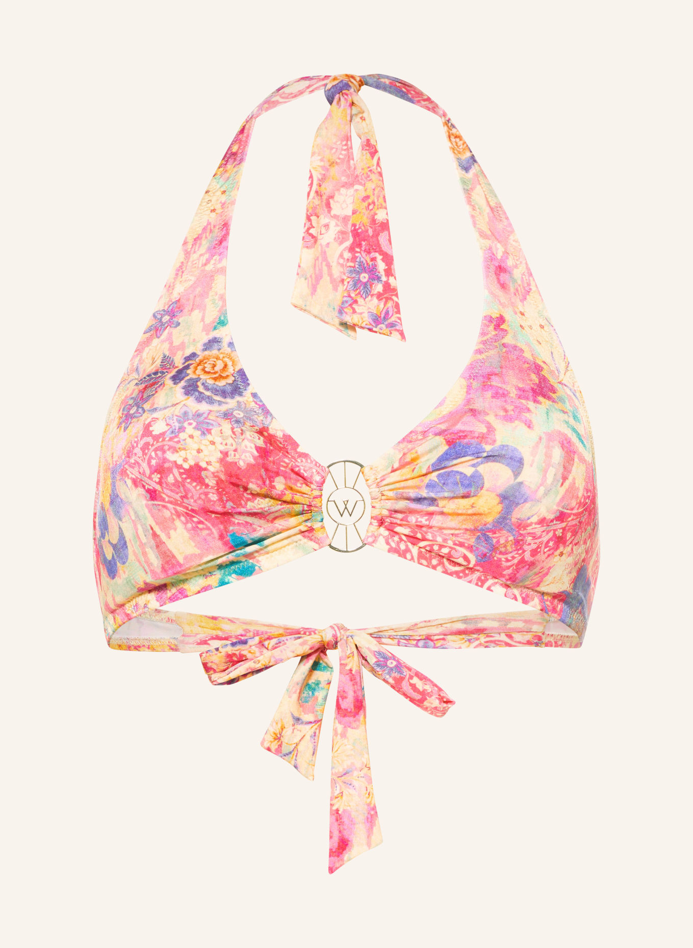 watercult Halterneck bikini top ORNAMENT DRIFT: DARK YELLOW / PURPLE / PINK