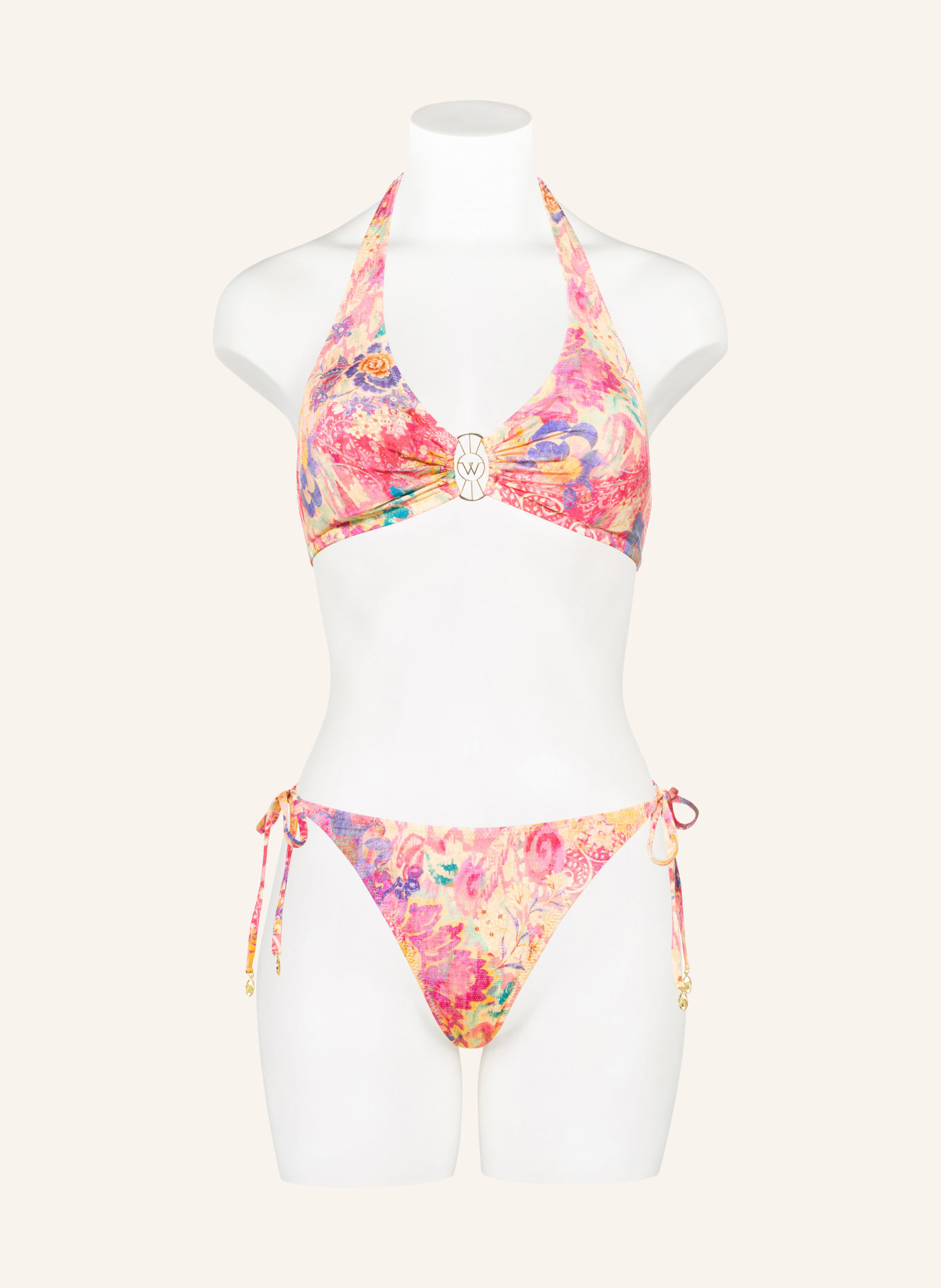 watercult Halterneck bikini top ORNAMENT DRIFT: DARK YELLOW / PURPLE / PINK