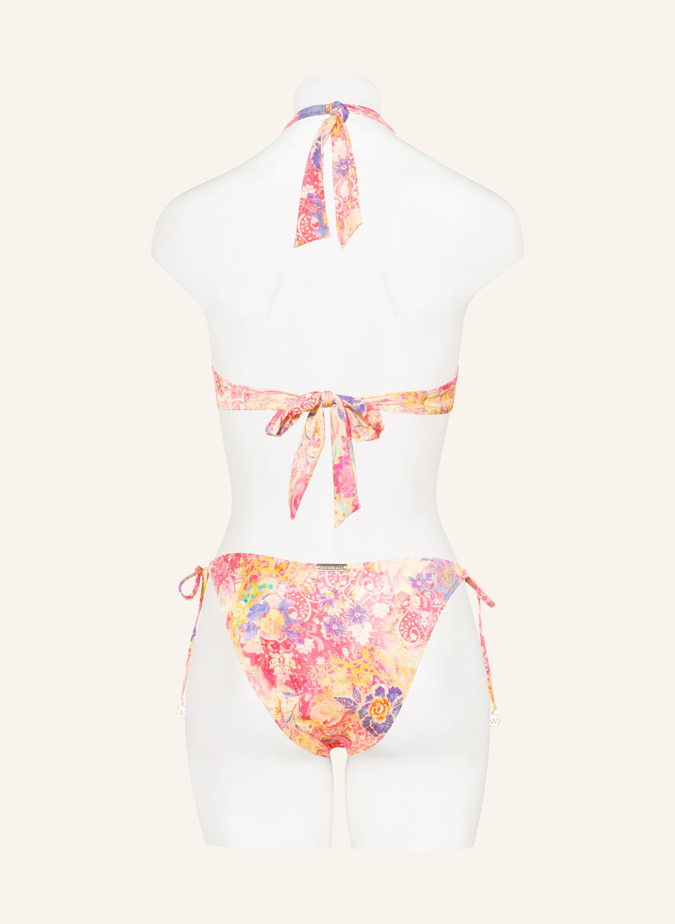 watercult Halterneck bikini top ORNAMENT DRIFT: DARK YELLOW / PURPLE / PINK