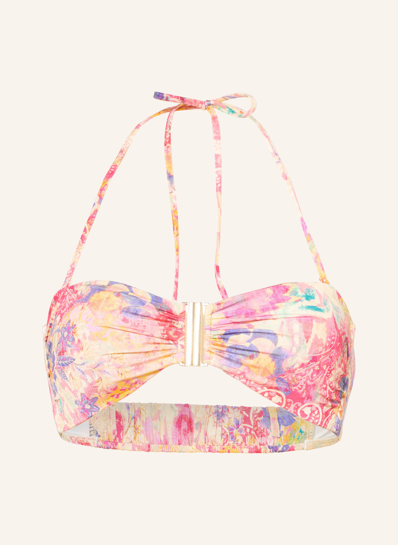 watercult ORNAMENT DRIFT Bandeau bikini top: DARK YELLOW / PURPLE / PINK