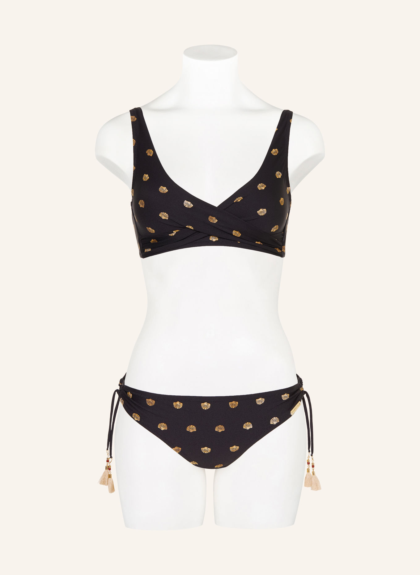 watercult Basic-Bikini-Hose BEACH TRACE: SCHWARZ / COGNAC