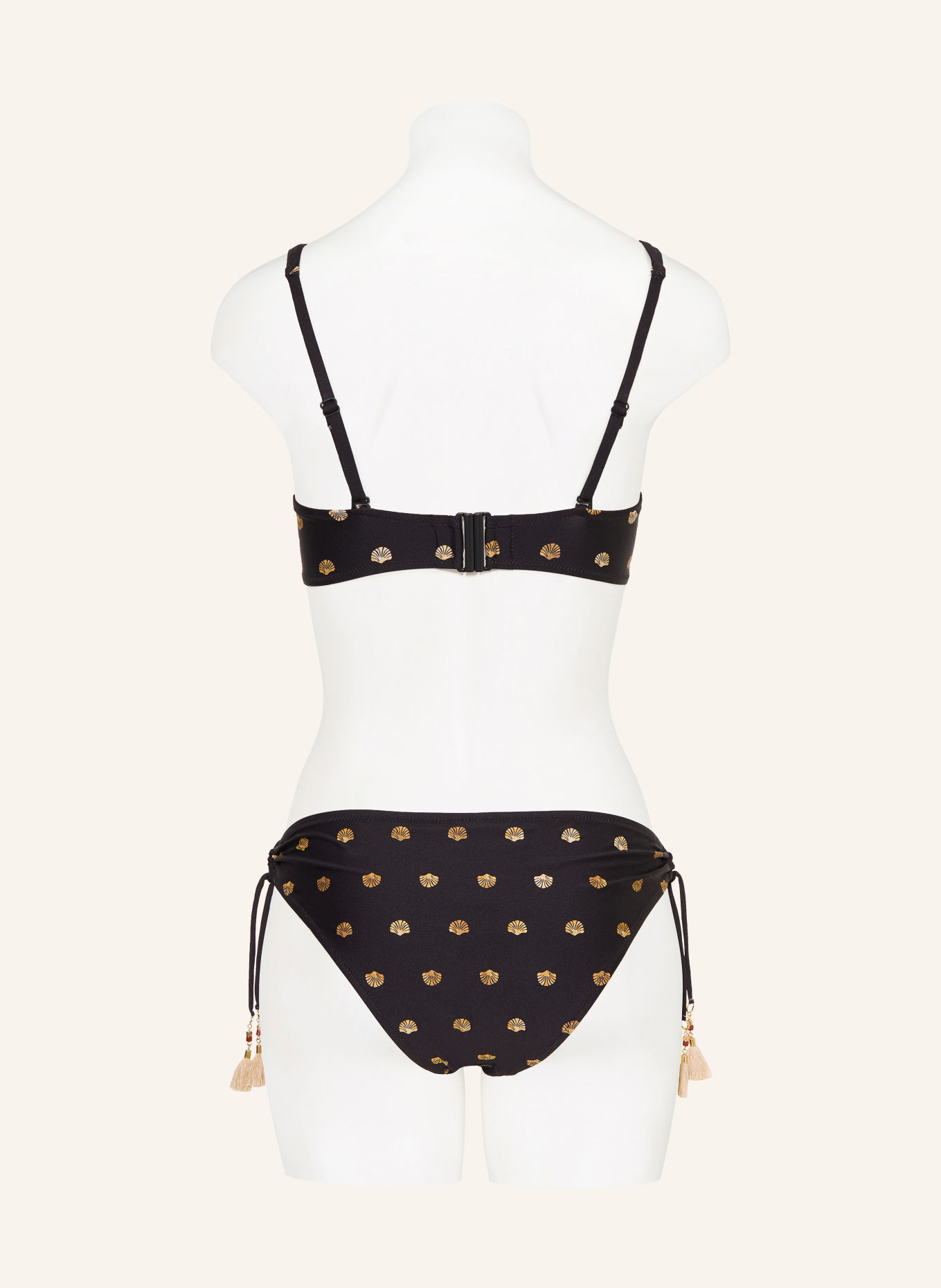 watercult Basic-Bikini-Hose BEACH TRACE: SCHWARZ / COGNAC
