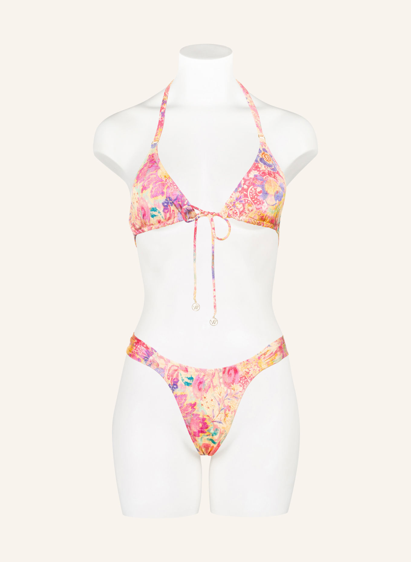 watercult Brazilian bikini bottoms ORNAMENT DRIFT: DARK YELLOW / PURPLE / PINK