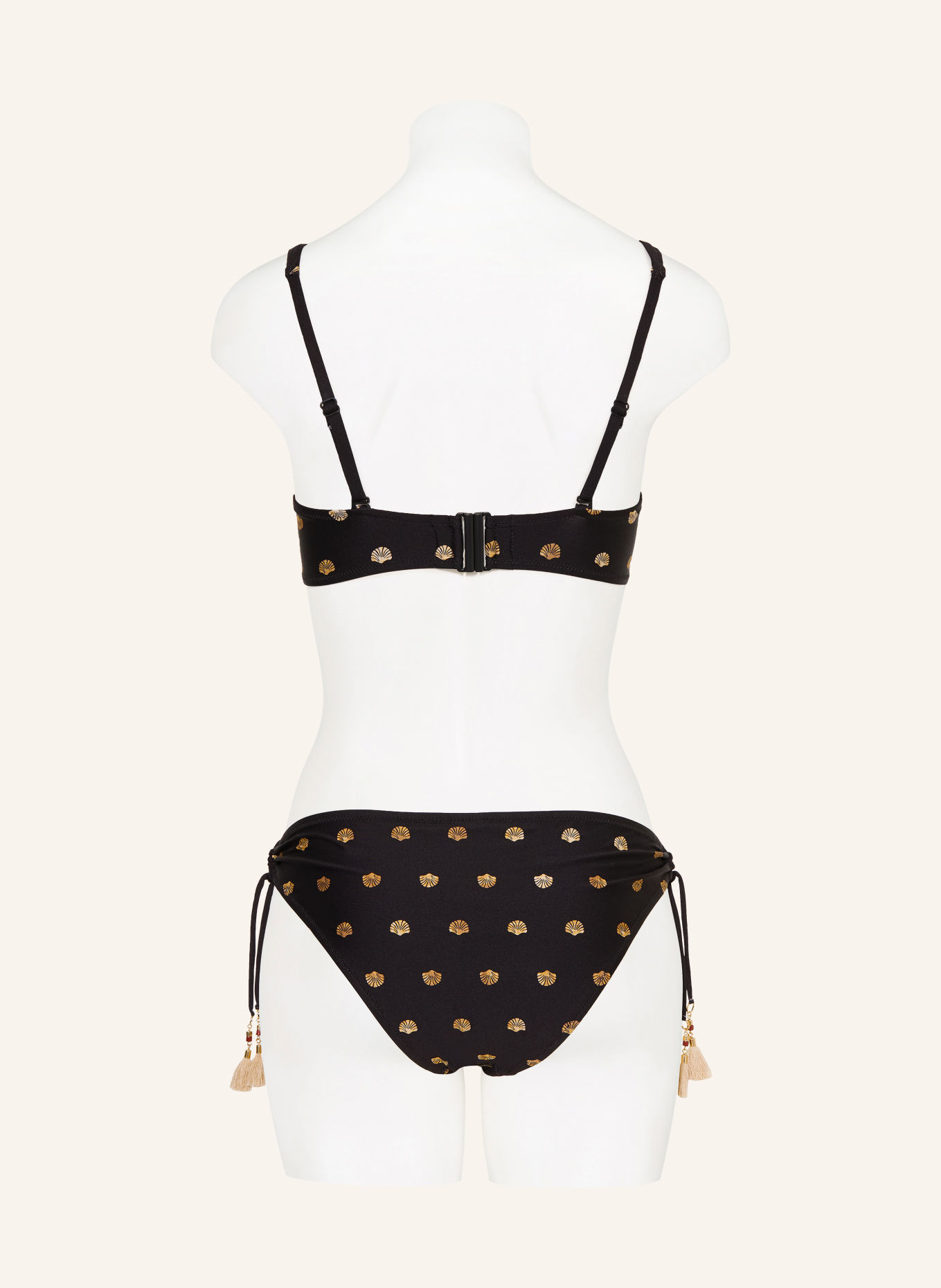 watercult Bralette-Bikini-Top BEACH TRACE in Wickeloptik: SCHWARZ / COGNAC