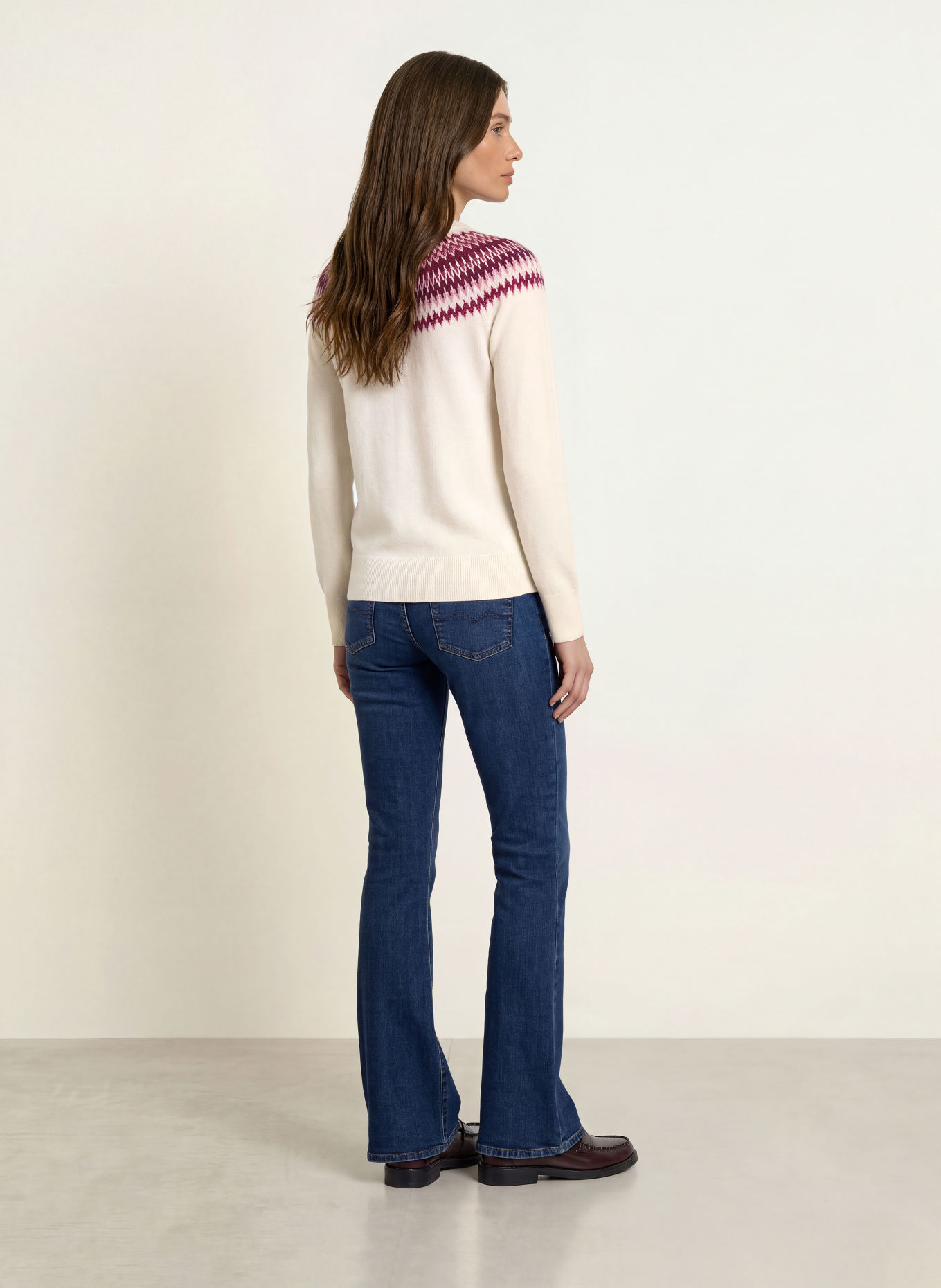 HOBBS GRETA Sweater with Glitter Yarn: CREAM / FUCHSIA