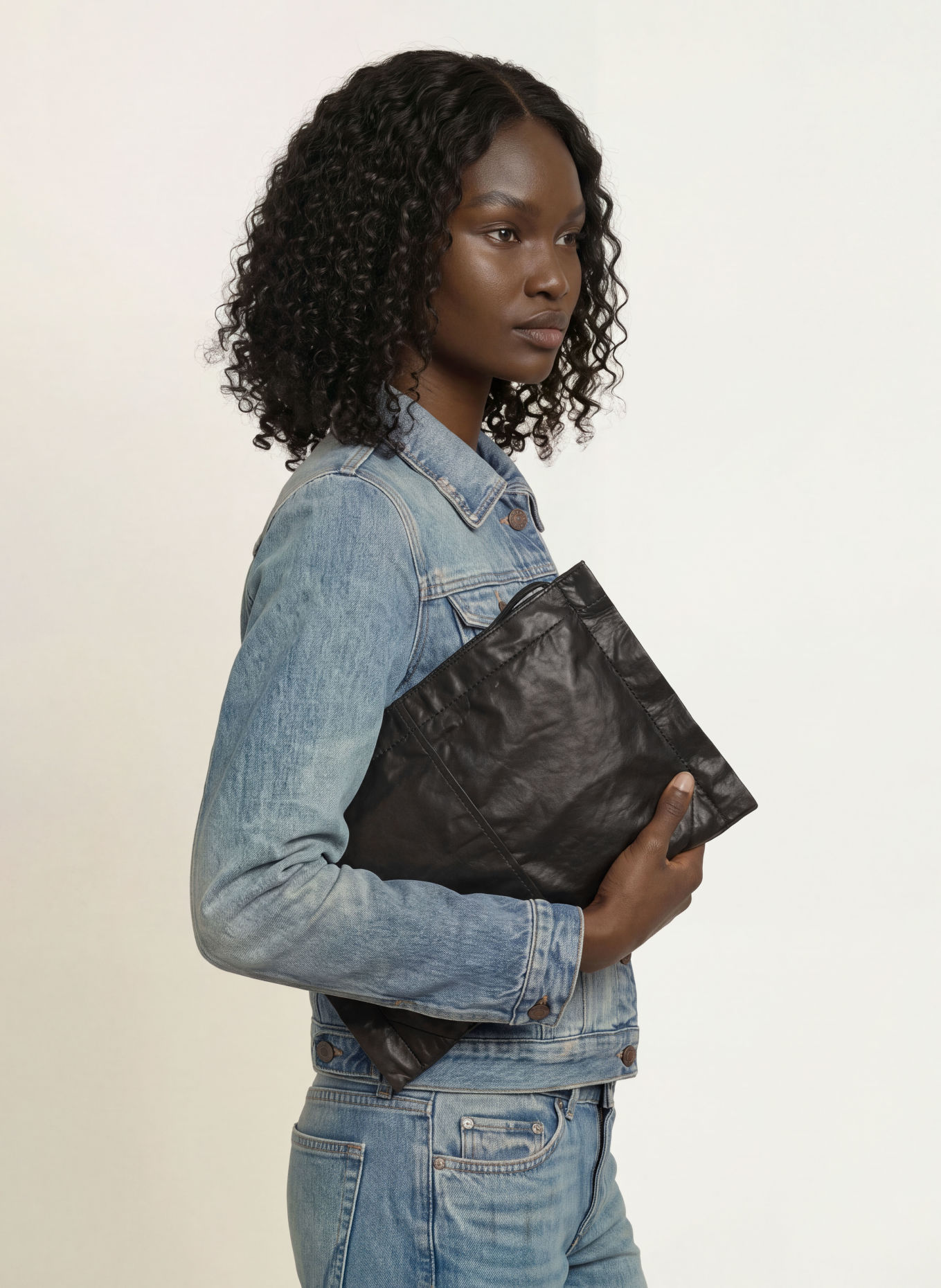 ALLSAINTS LUTECE Clutch: BLACK / SILVER