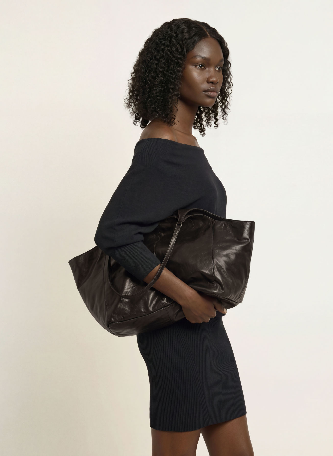 ALLSAINTS SILOH Shoppers Tote Bag: BLACK
