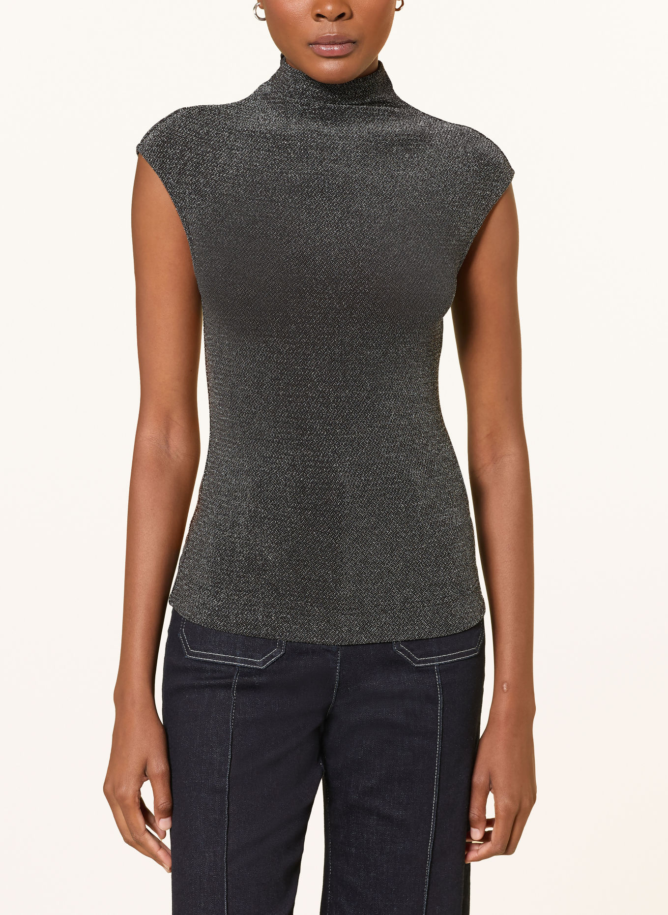 REISS Top SERANNE mit Glitzergarn: SILBER / SCHWARZ