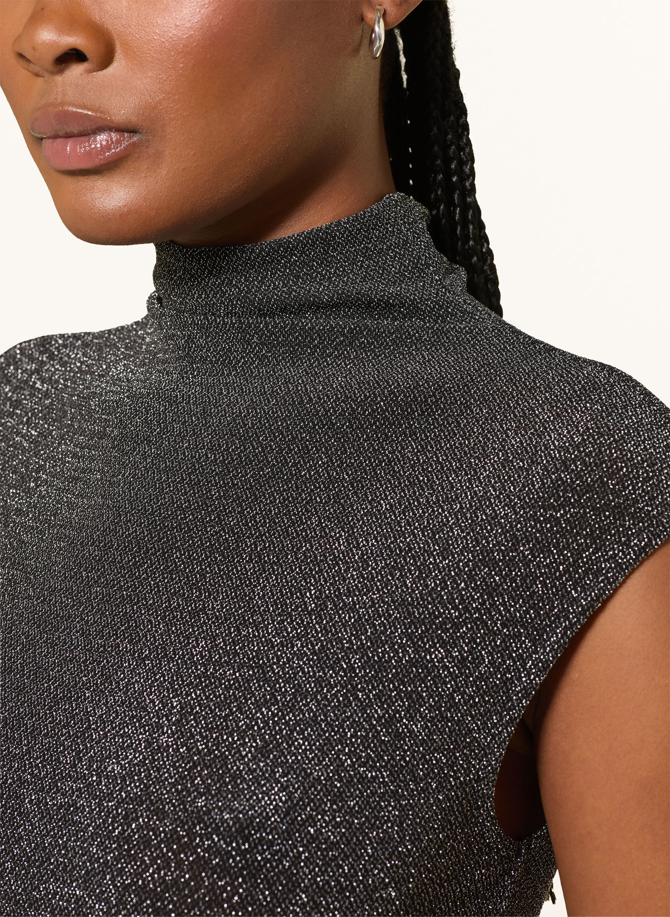 REISS Top SERANNE mit Glitzergarn: SILBER / SCHWARZ