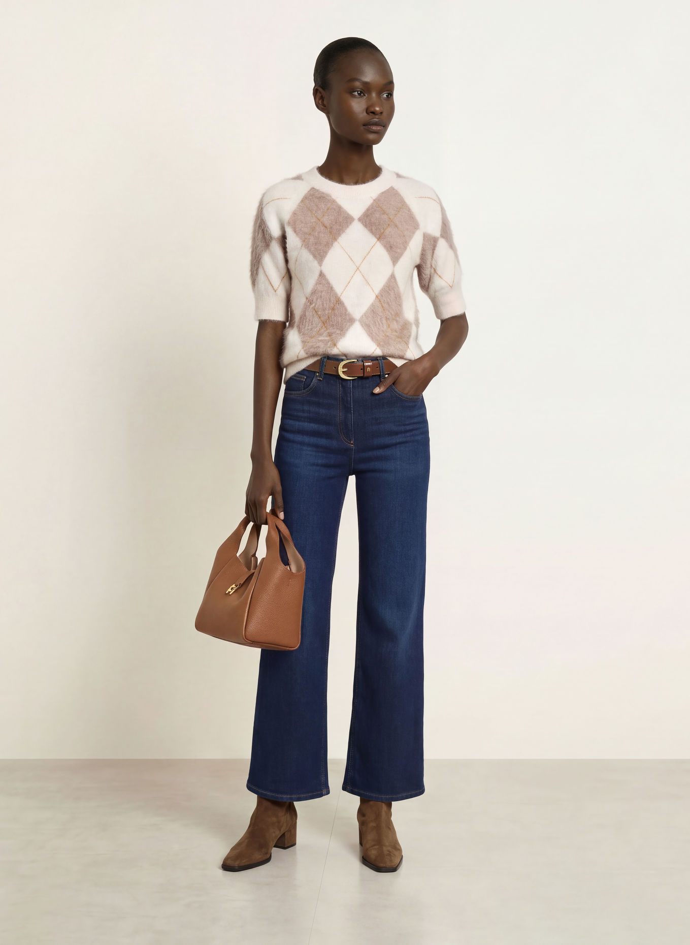 REISS Tricou tricotat AIMEE din cașmir: CREM / TAUPE