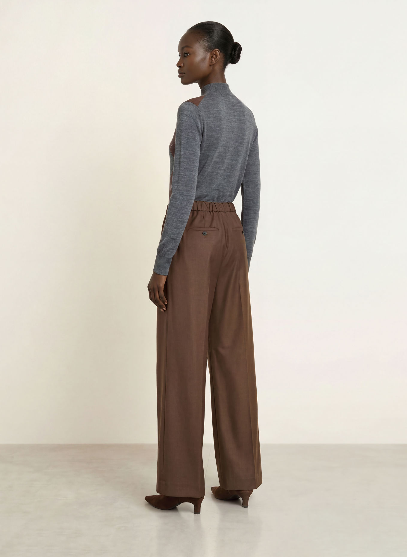 REISS Sweater: DARK GRAY / DARK BROWN / ECRU
