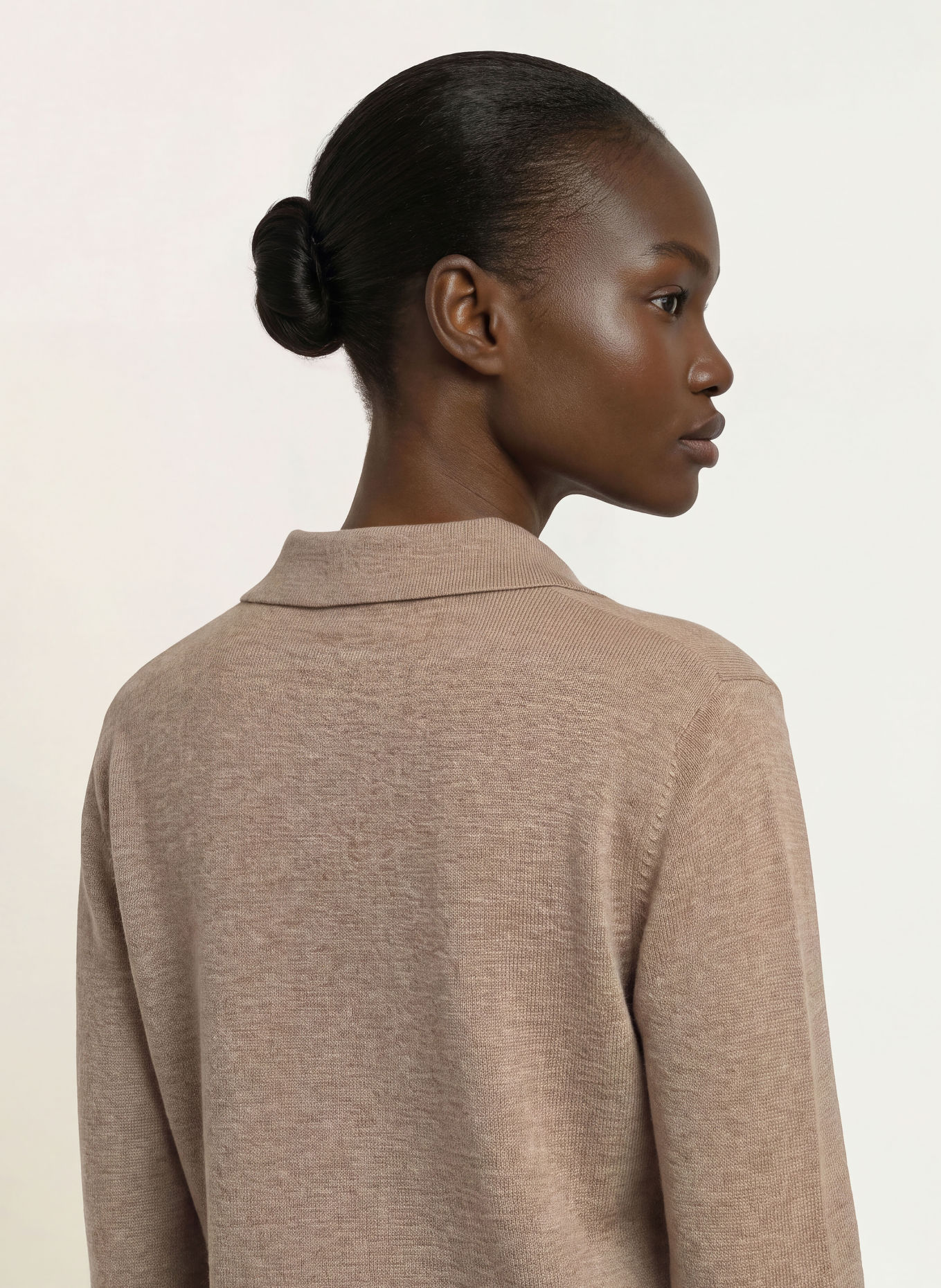 REISS Strikket polo BROOKE i merinould: BEIGE
