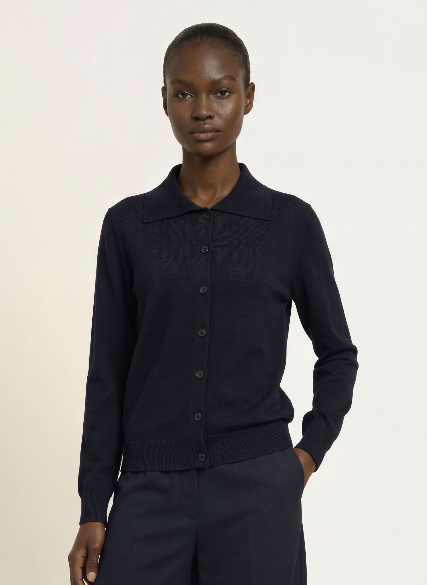REISS GALE Cardigan: DARK BLUE