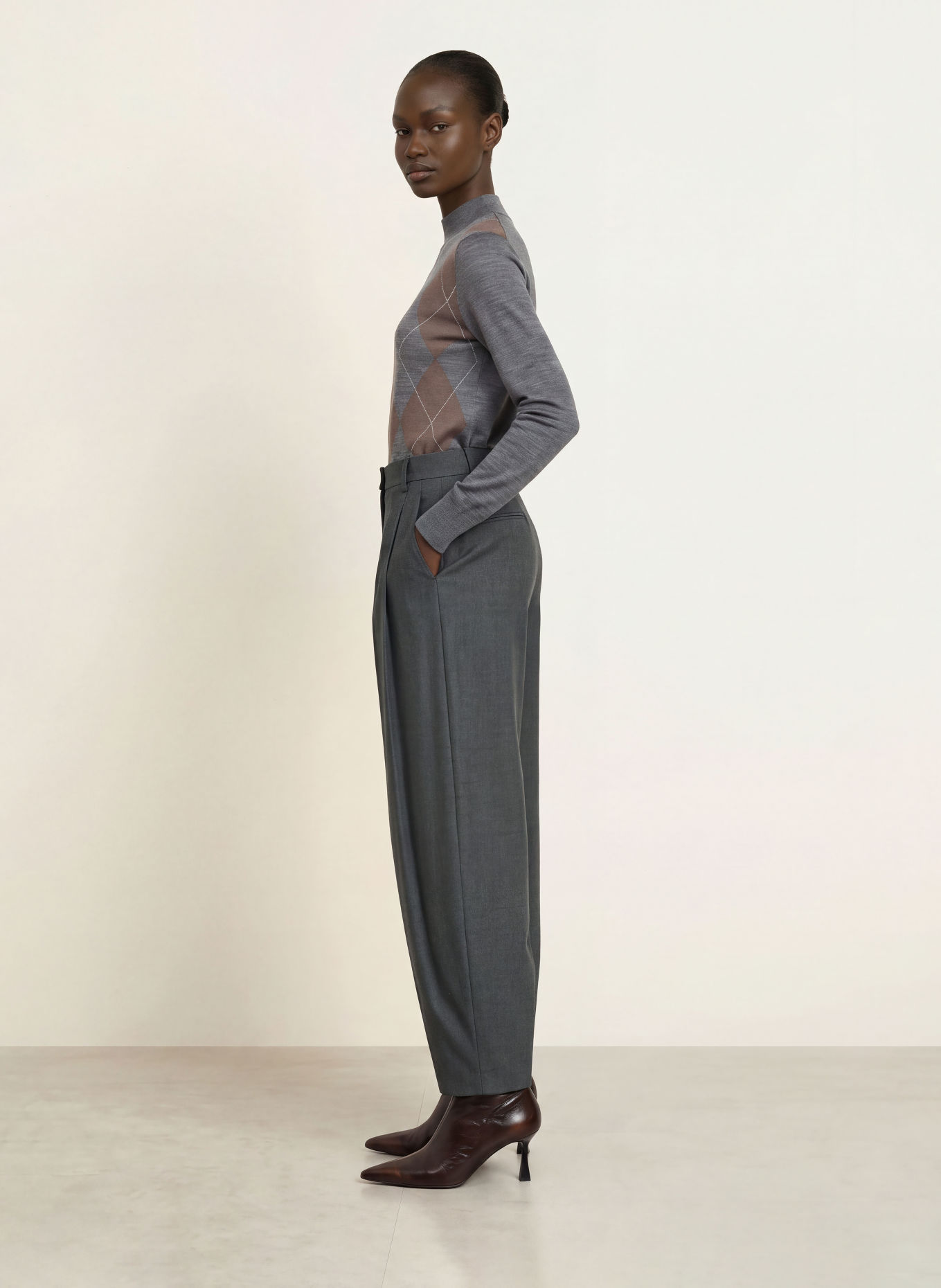 REISS ARIES Trousers: DARK GRAY