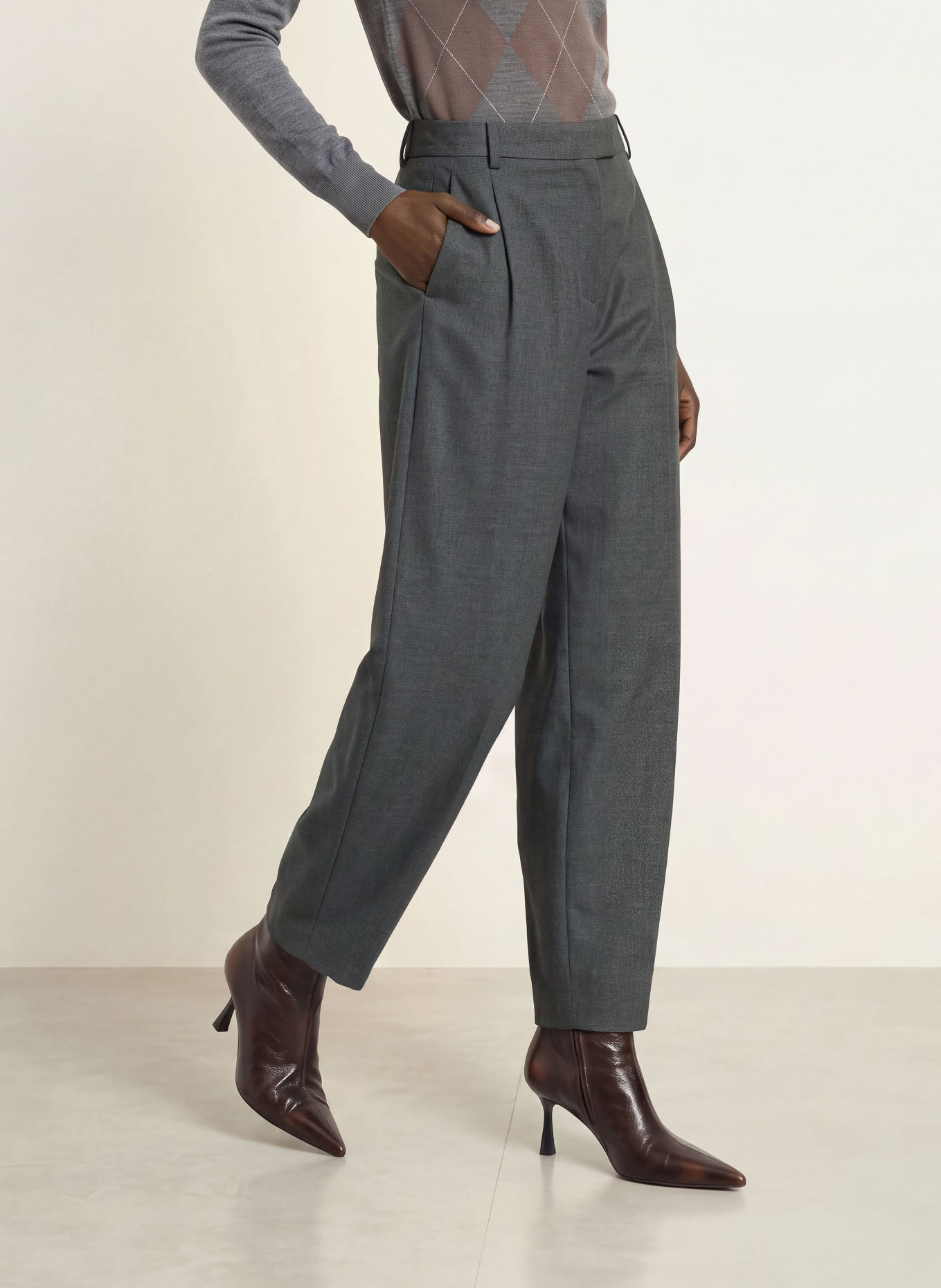 REISS ARIES Trousers: DARK GRAY