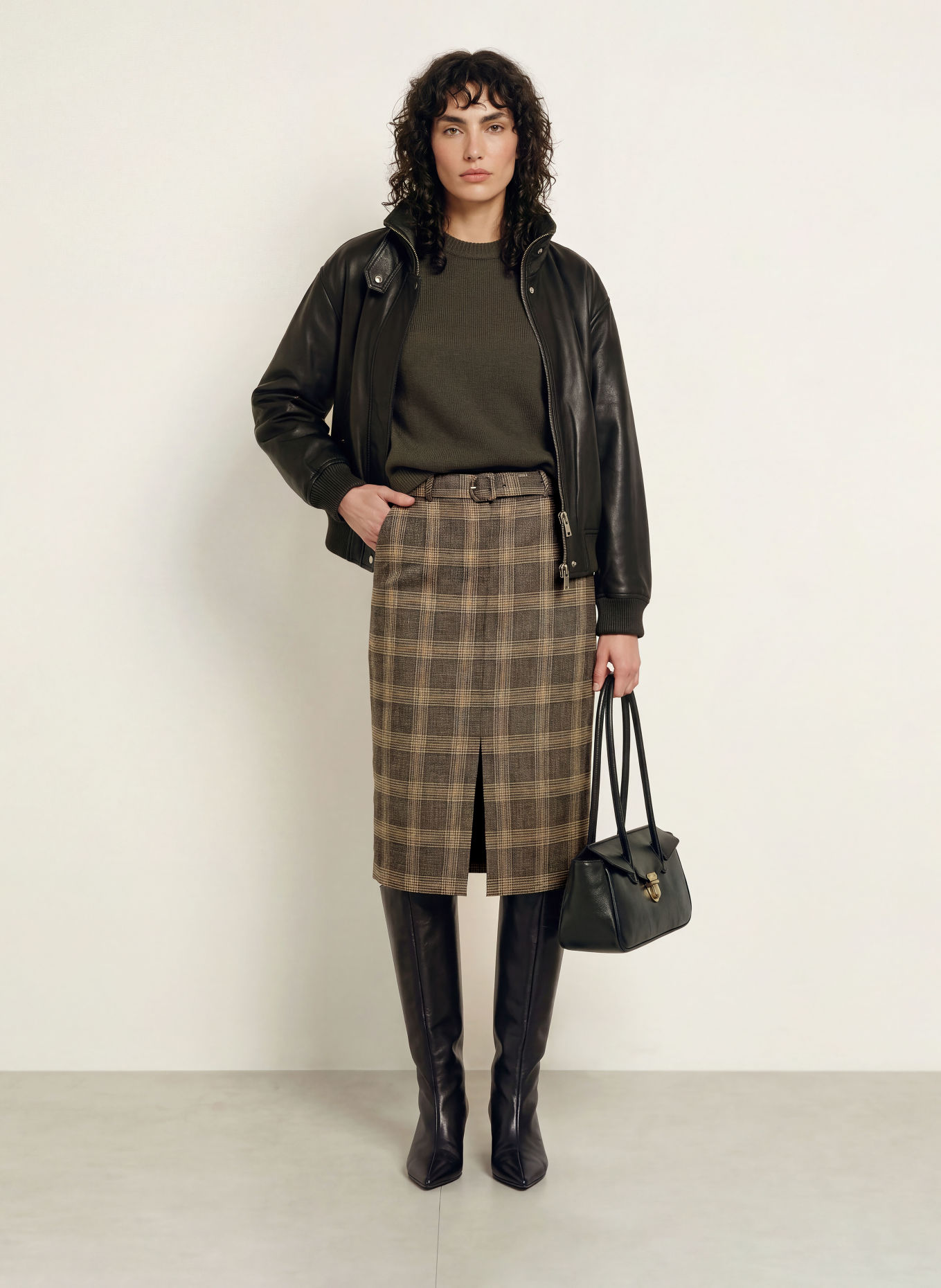 REISS SANDOR Skirt: DARK BROWN / LIGHT BROWN / BLACK