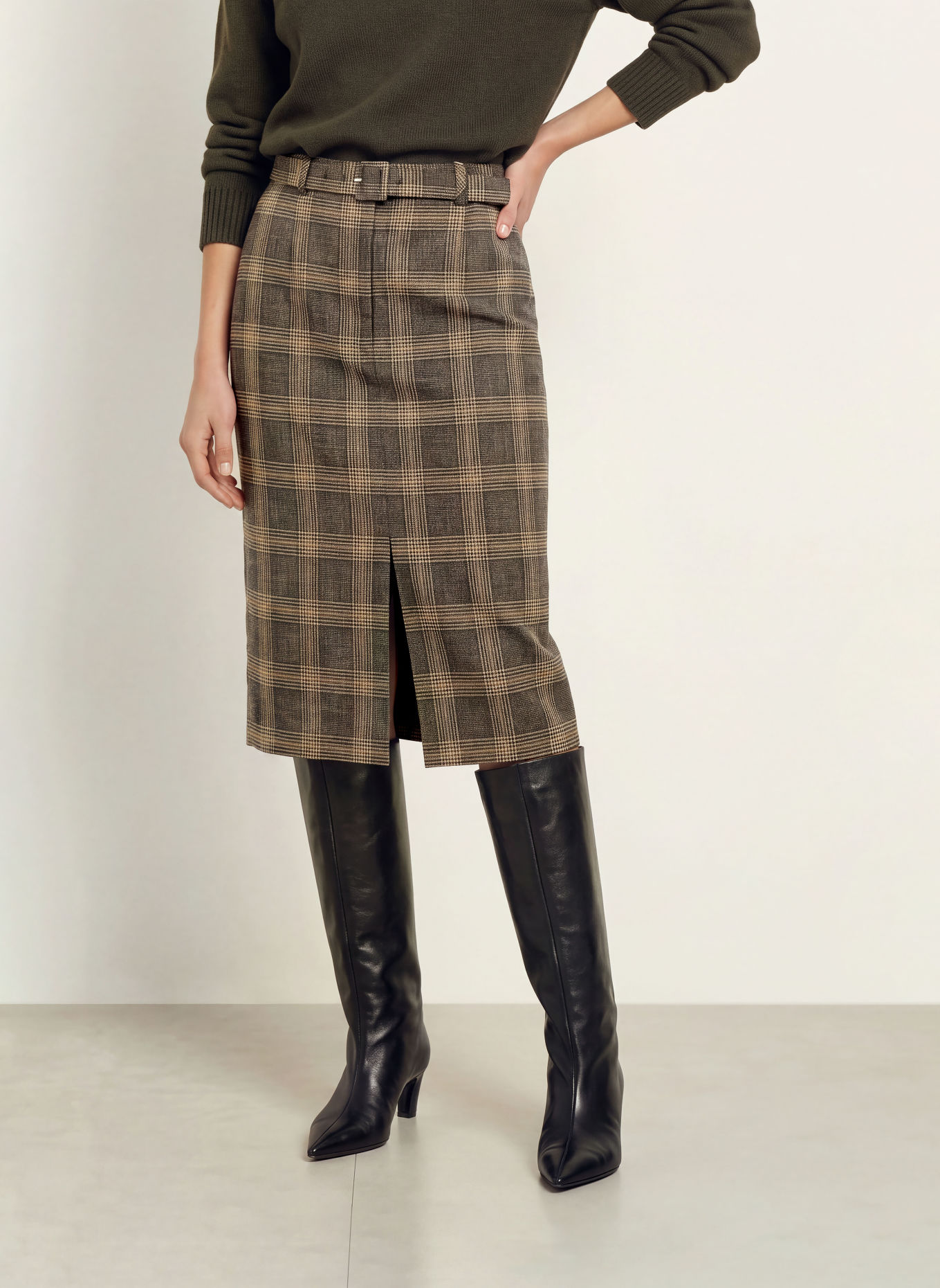 REISS SANDOR Skirt: DARK BROWN / LIGHT BROWN / BLACK