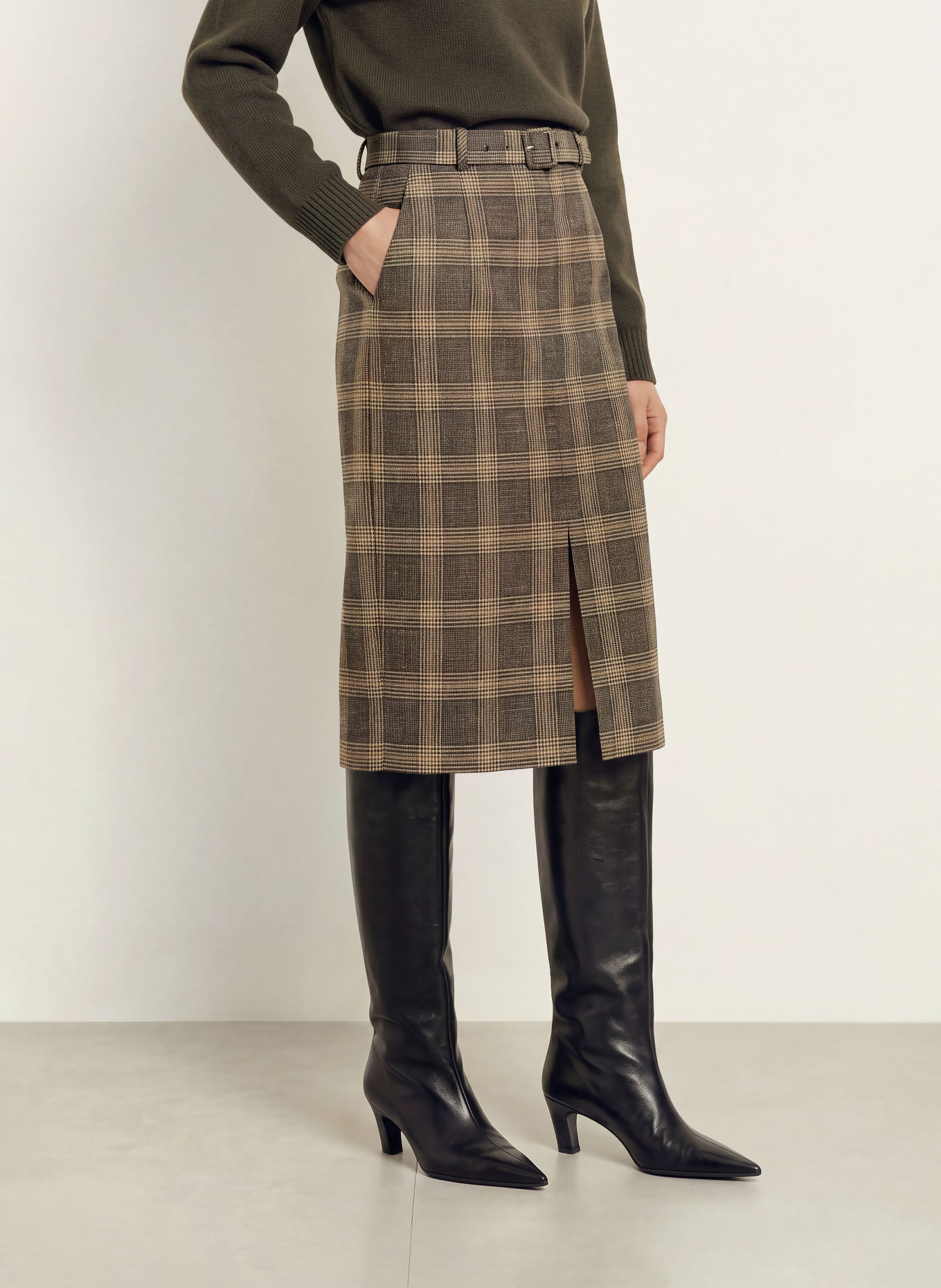 REISS SANDOR Skirt: DARK BROWN / LIGHT BROWN / BLACK